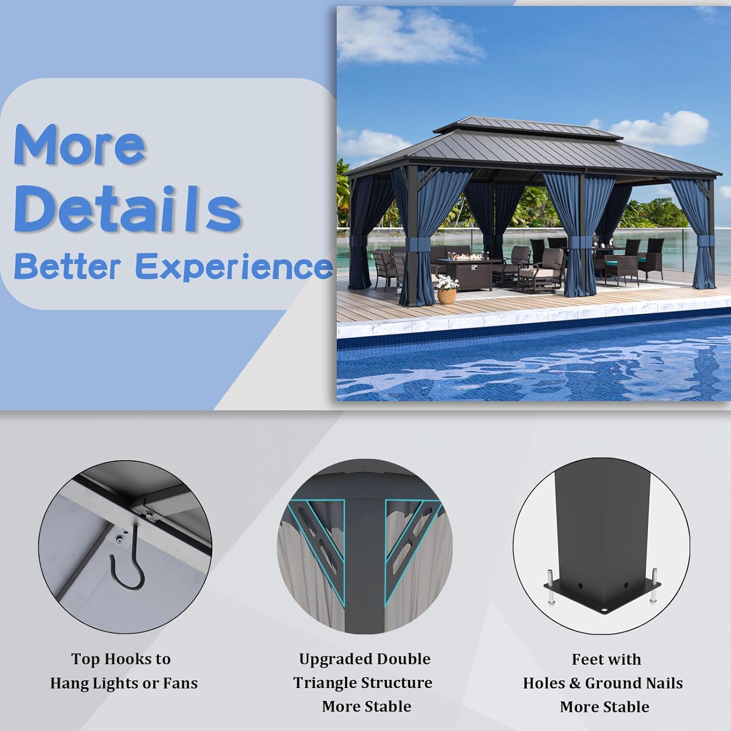 ALAULM LS-1220GAZBEO-NAVY Wood-Resin-Gazebos - View #4