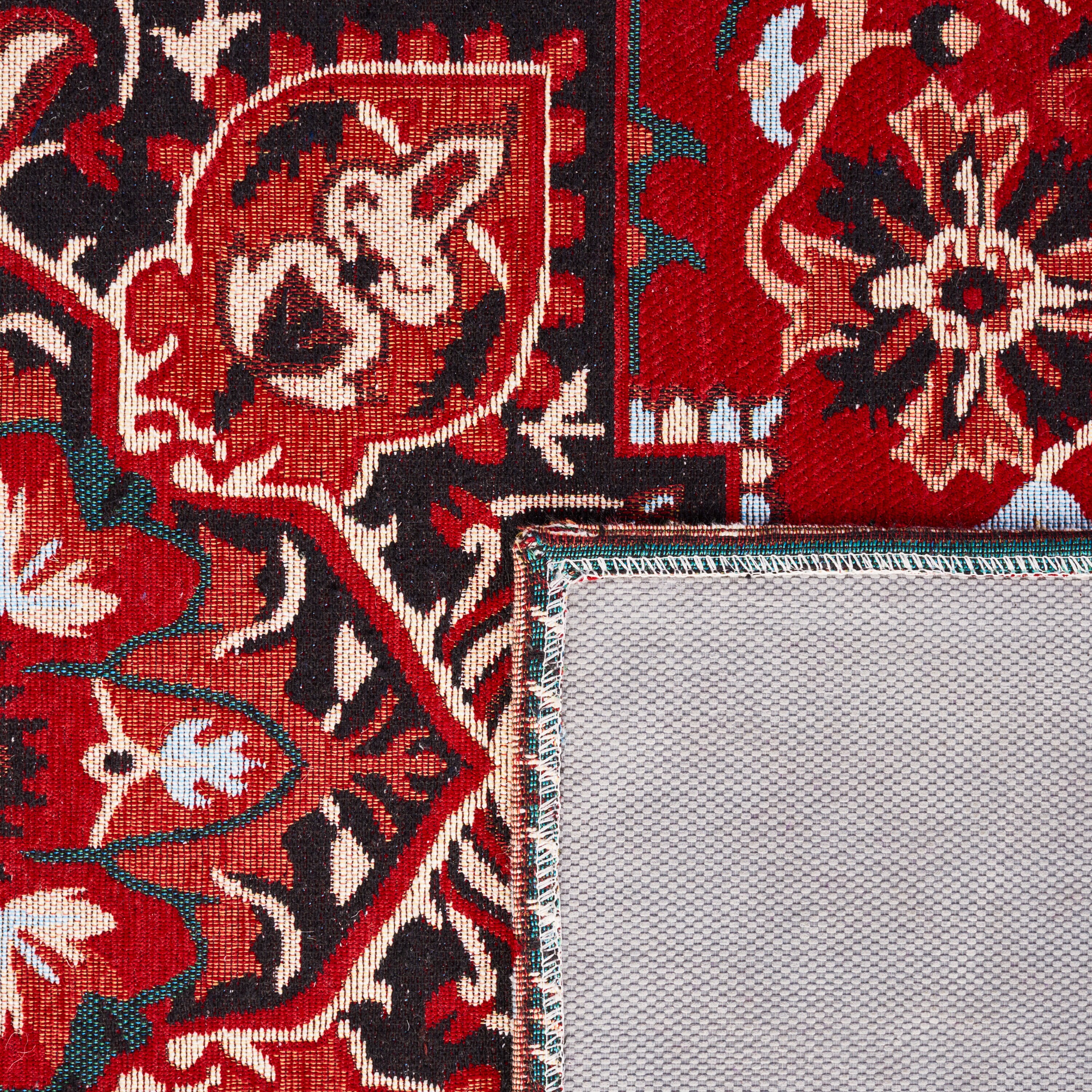 Red and Black 4' x 6' Machine Washable Medallion Area Rug