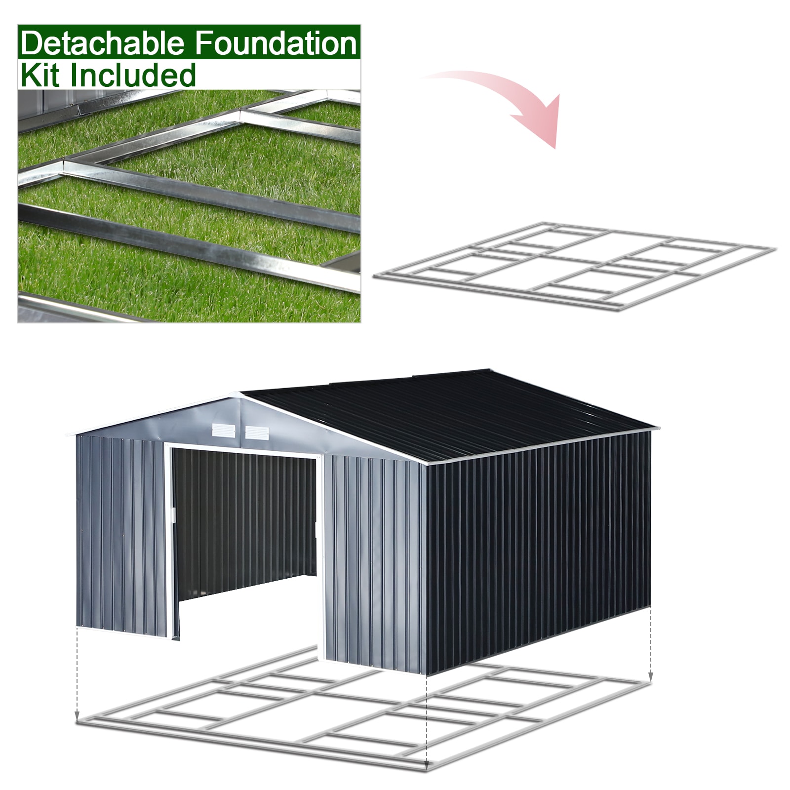 Outsunny 845-031V01 Metal-Storage-Buildings-Sheds - View #6