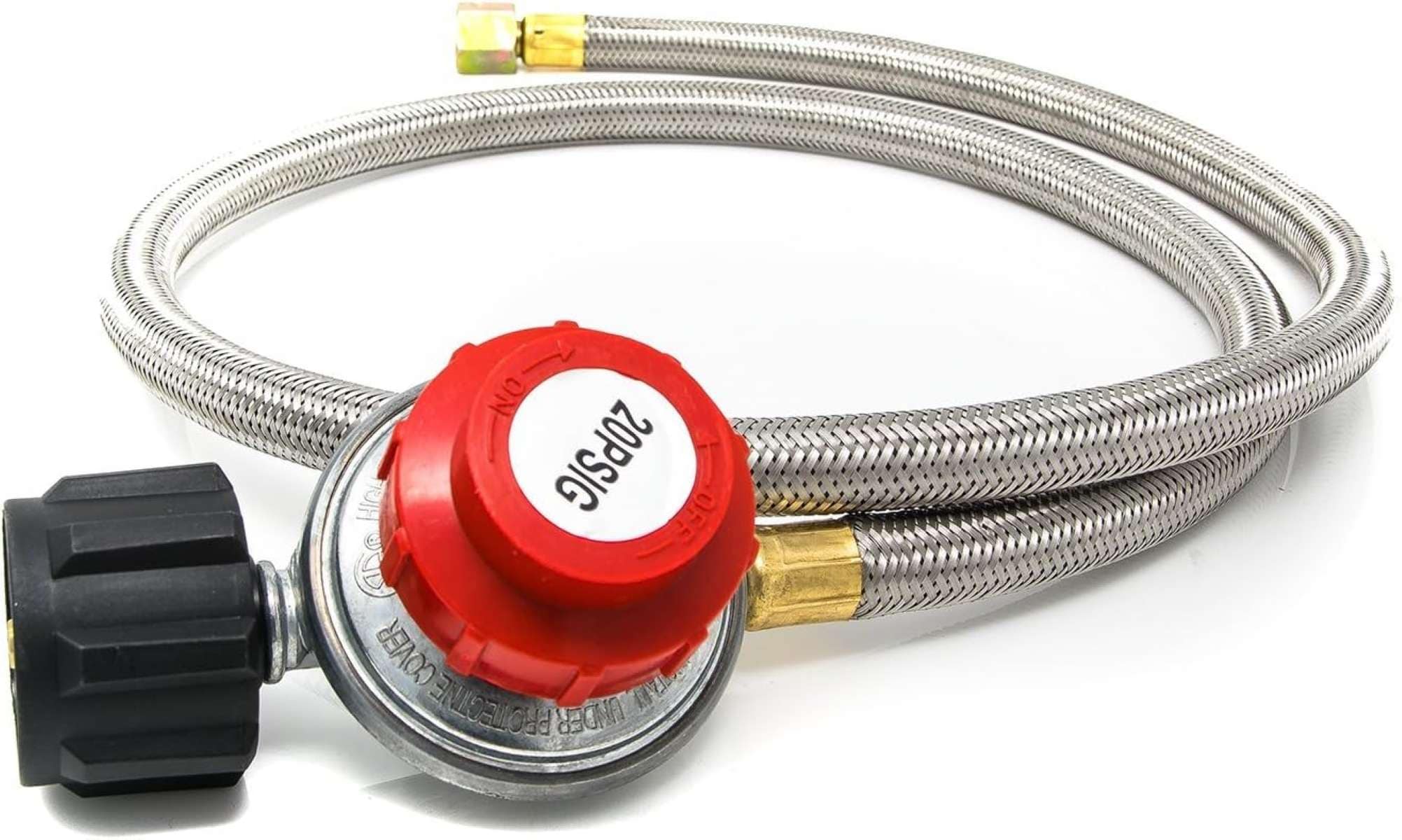 GasOne  4 ft. 0 PSI to 20 PSI HP Propane Reg and Steel Braided Hose