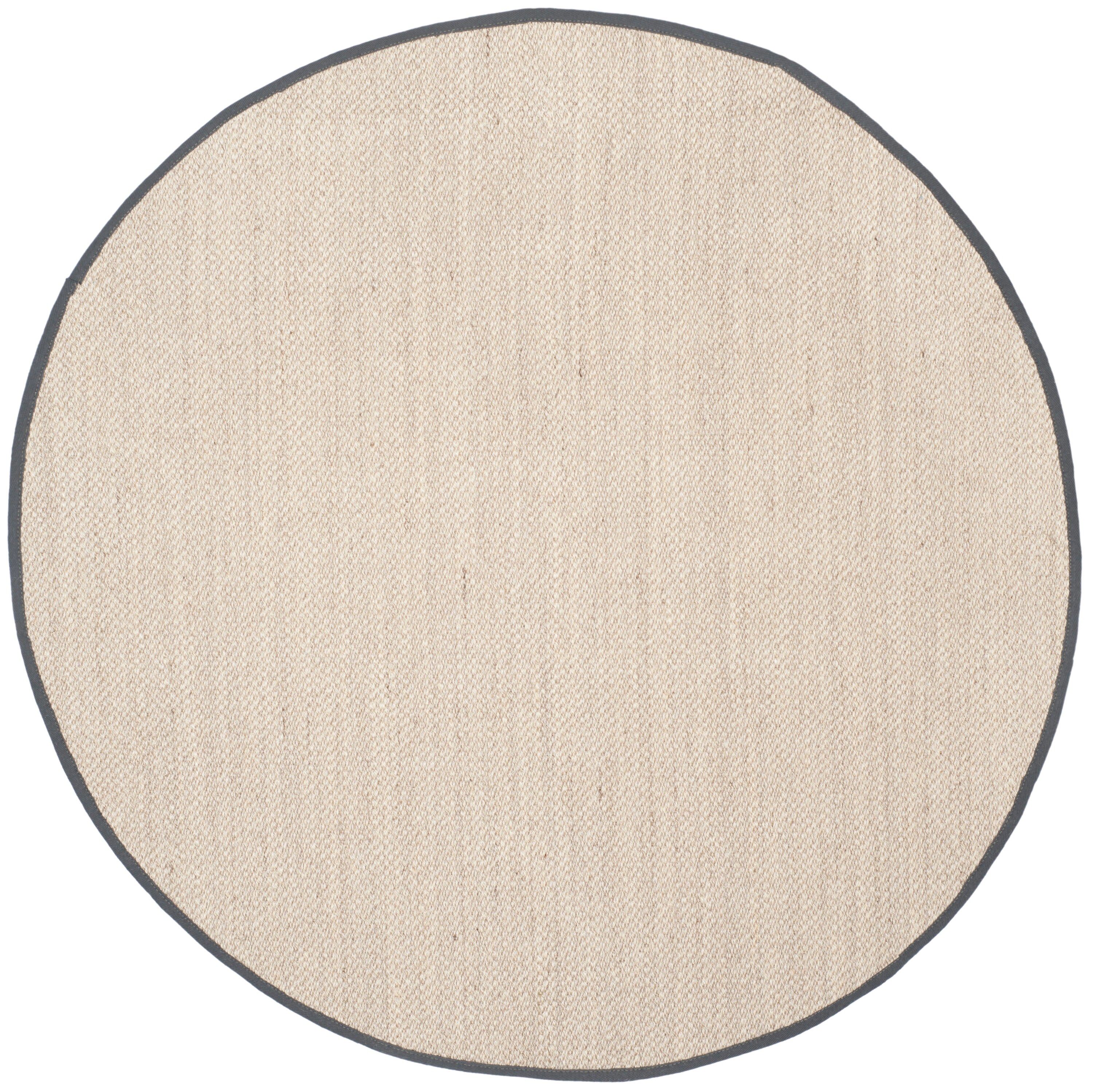 Safavieh NF143D-8R Natural Fiber Pines 8 x 8 (ft) Loomed Sisal Marble/Dark Gray Round Indoor Solid Coastal Area rug