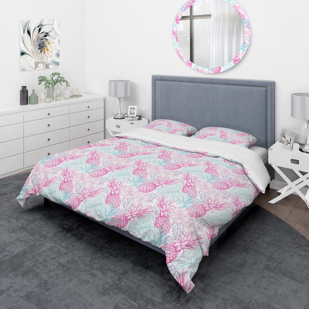 Designart BED18659-Q 3 -Piece Pink Queen Duvet cover Set