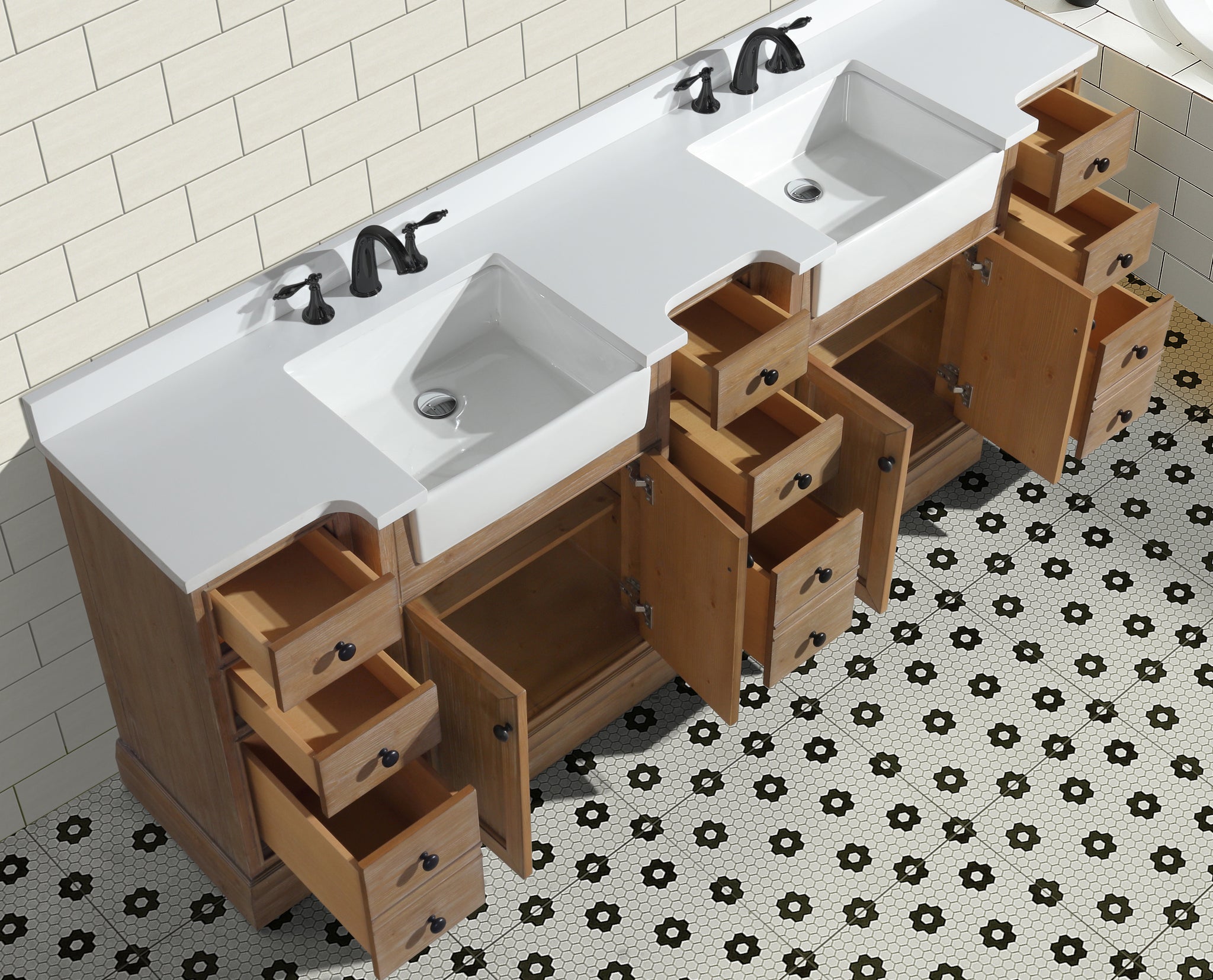 Ari Kitchen & Bath AKB-KELLY-84-WTHFR-W Bath-Vanity-Combo - View #3