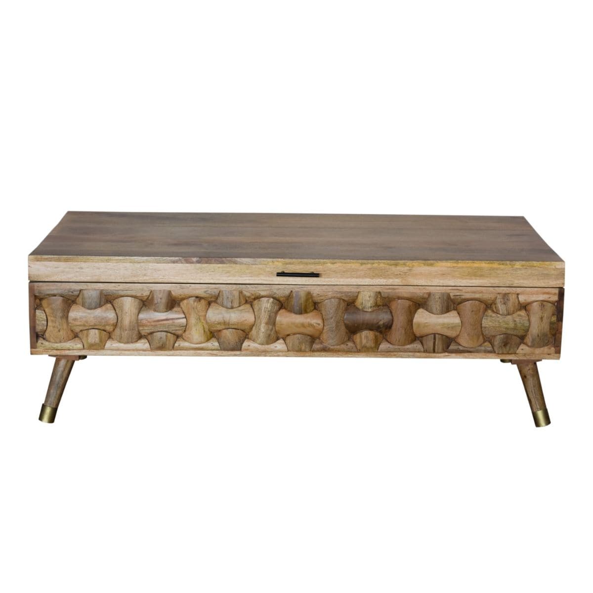 HomeRoots 321537 Danielle Wood Midcentury Coffee Table with Storage