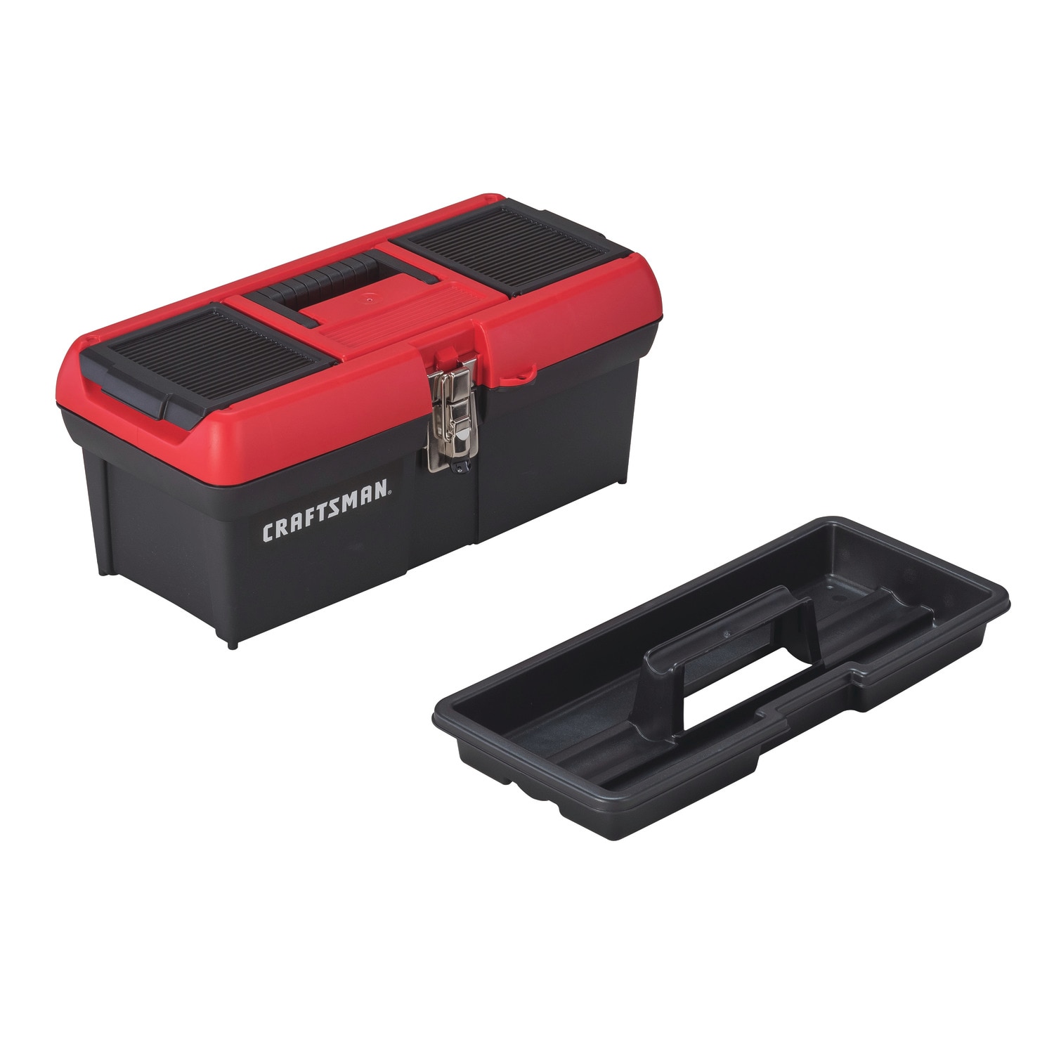 2-pack 16 and 10 Plastic Toolbox with Extra Storage Compartments