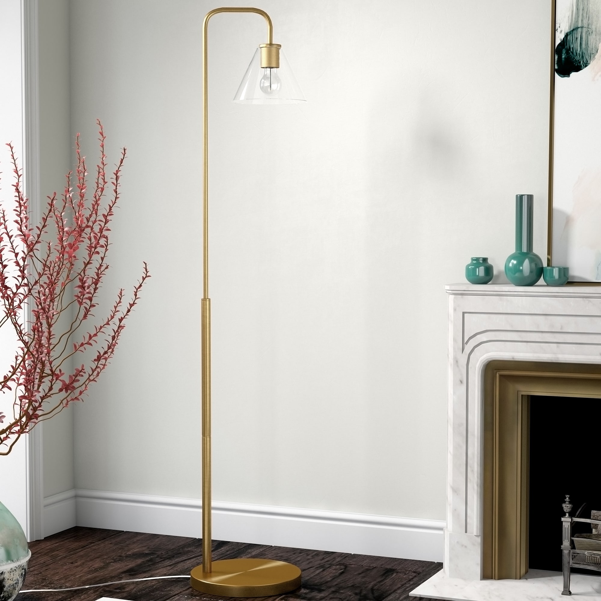 Hailey Home Henderson 62-in Brass Floor Lamp in the Floor Lamps