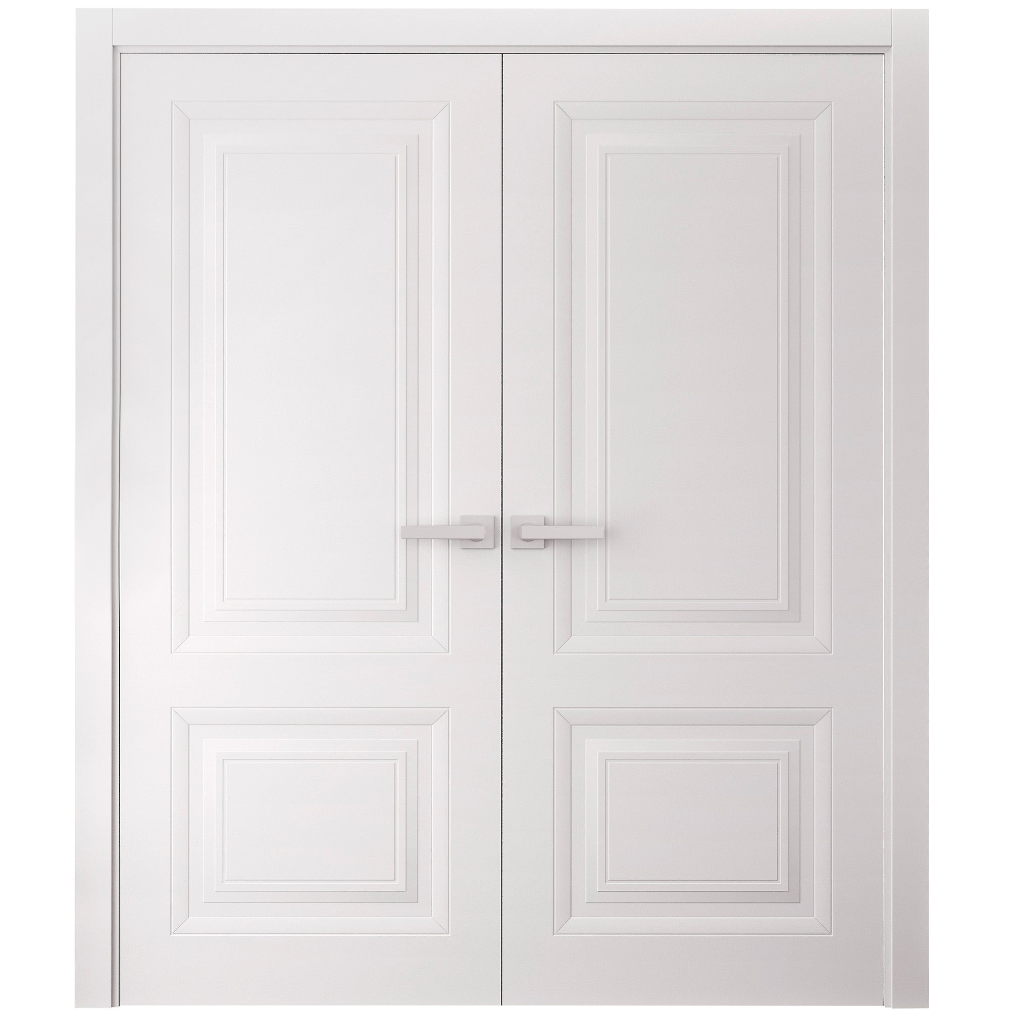 SARTODOORS Interior Double Doors - SELECT 2249 White Wood Solid Panel Frame - Closet Bedroom Doors