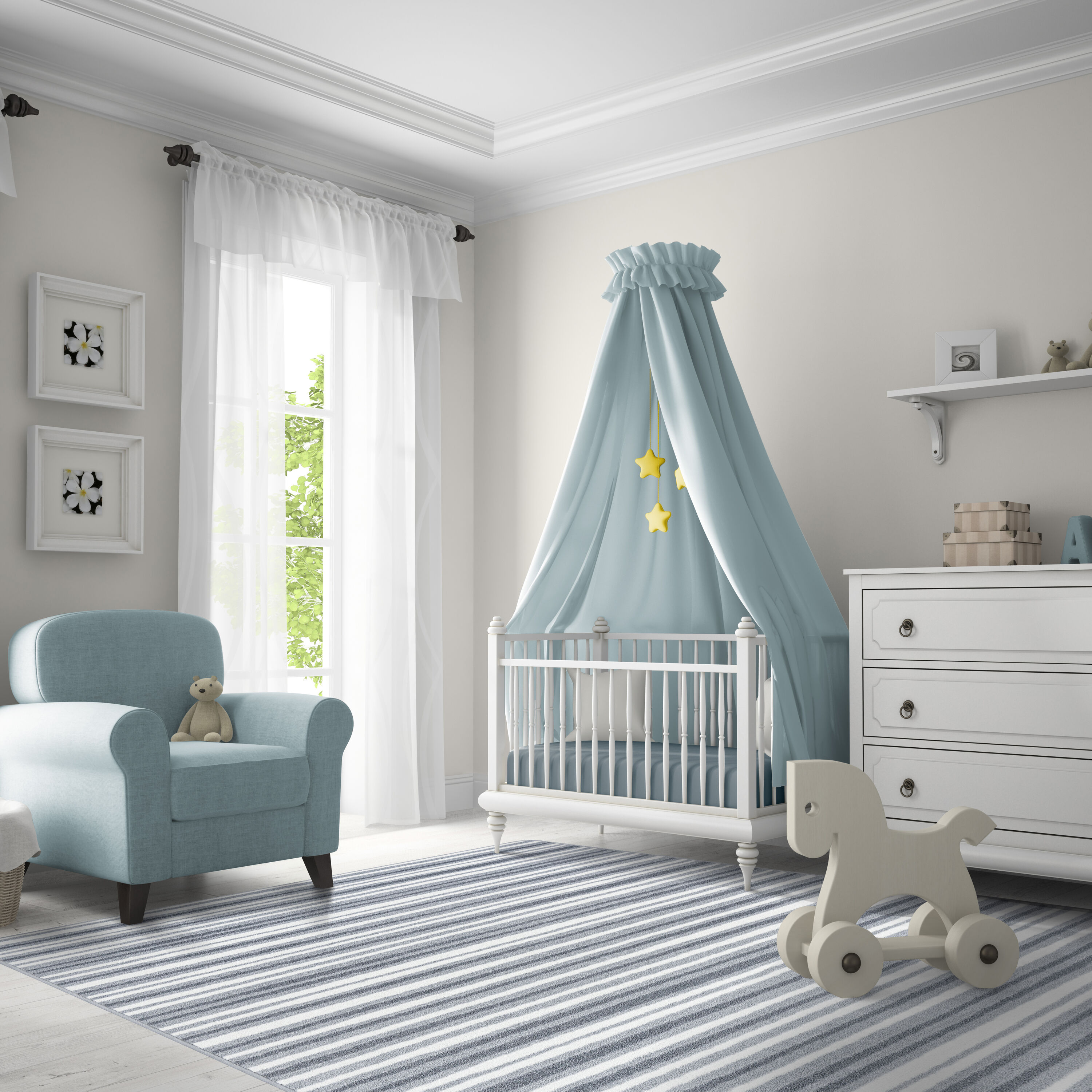 Joy Carpets 2118D-02 Claremont Kids 8 x 11 (ft) Tufted Nylon Cloudy Rectangular Indoor Stripe Area rug