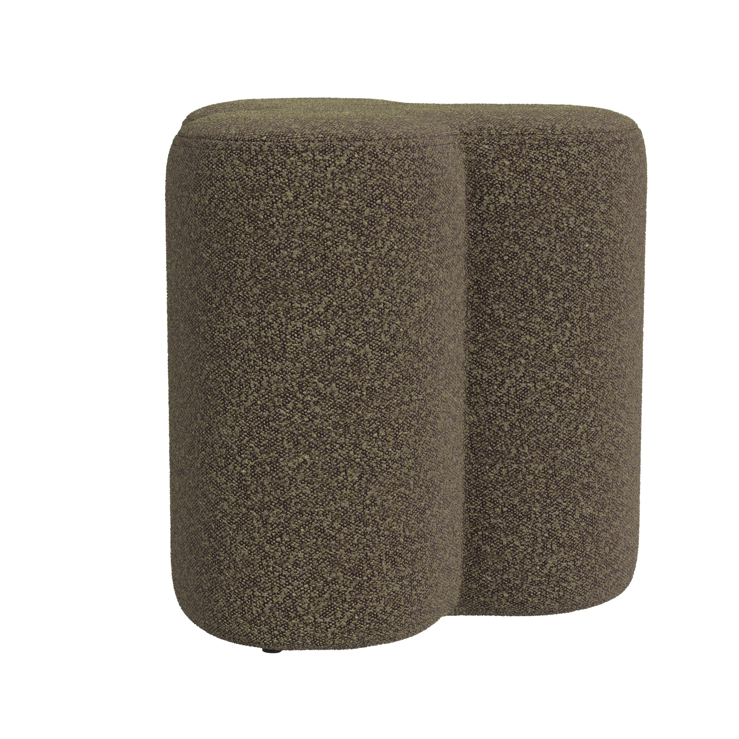 Dark Brown Boucle Square Accent Ottoman with Foam Frame