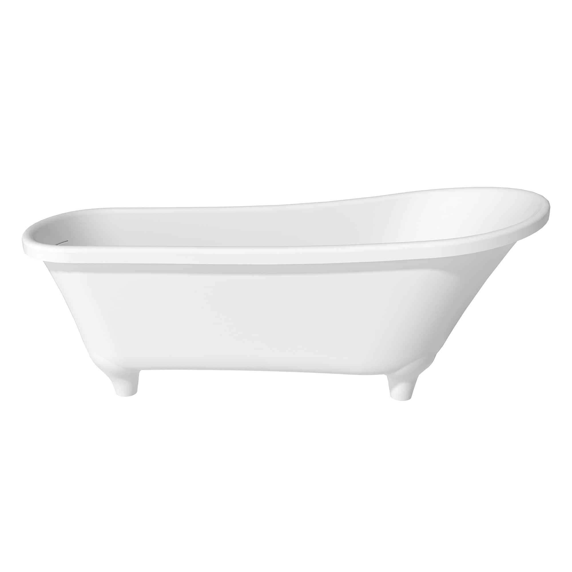CASAINC CA06002S69MW 28.35-in x 67.72-in Matte White Solid Surface Oval Freestanding Soaking Bathtub with Drain ( Center Drain )