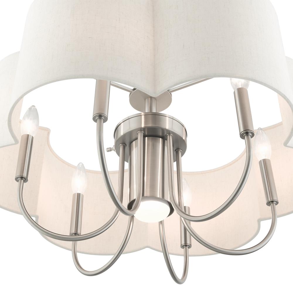 Brushed Nickel 24" Drum Chandelier with Oatmeal Shade