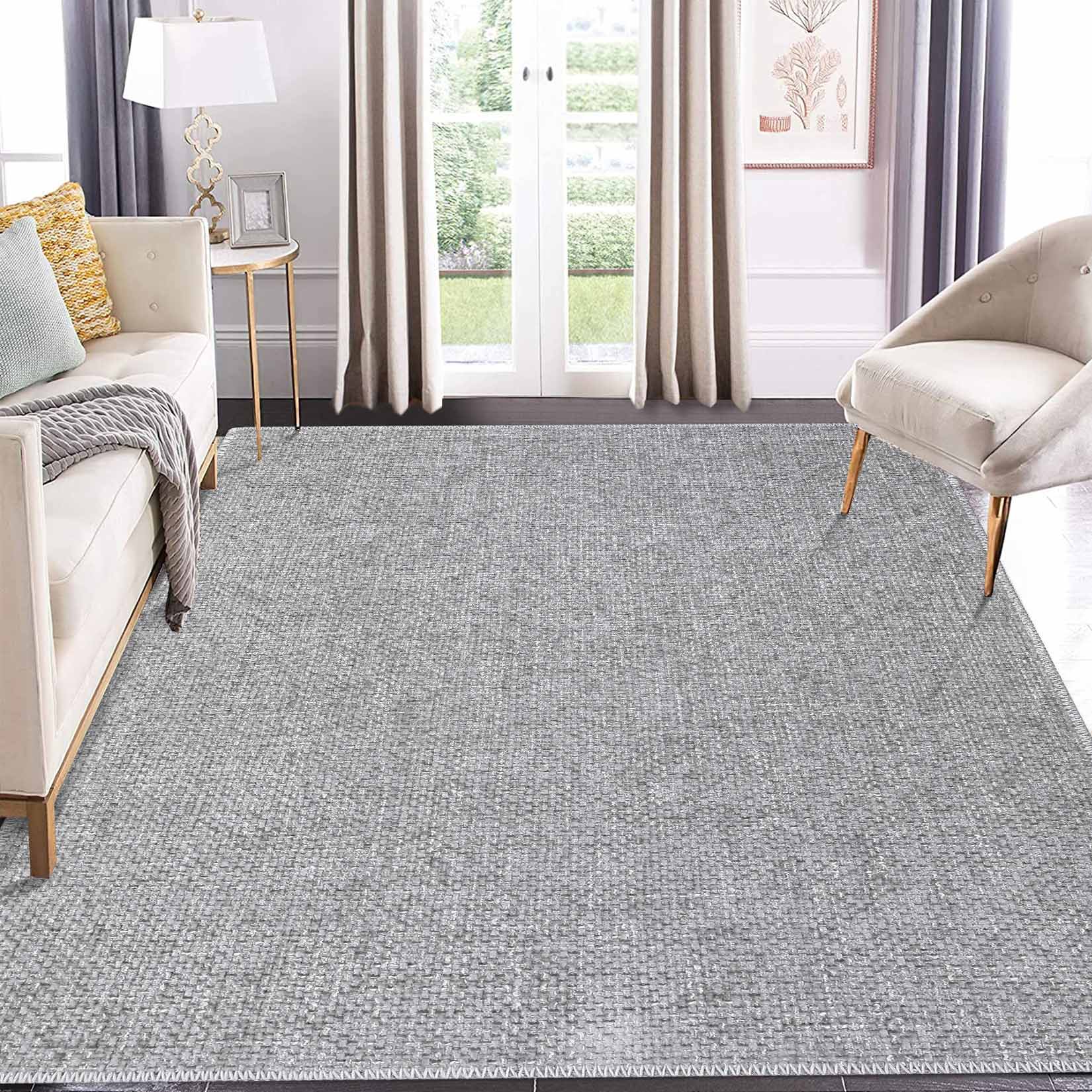 Garvee YXY-LO-PHO-10N5TOQH 8 x 10 (ft) Loomed Polyester Light Gray Rectangular Indoor Solid Mid-Century Modern Machine washable Area rug