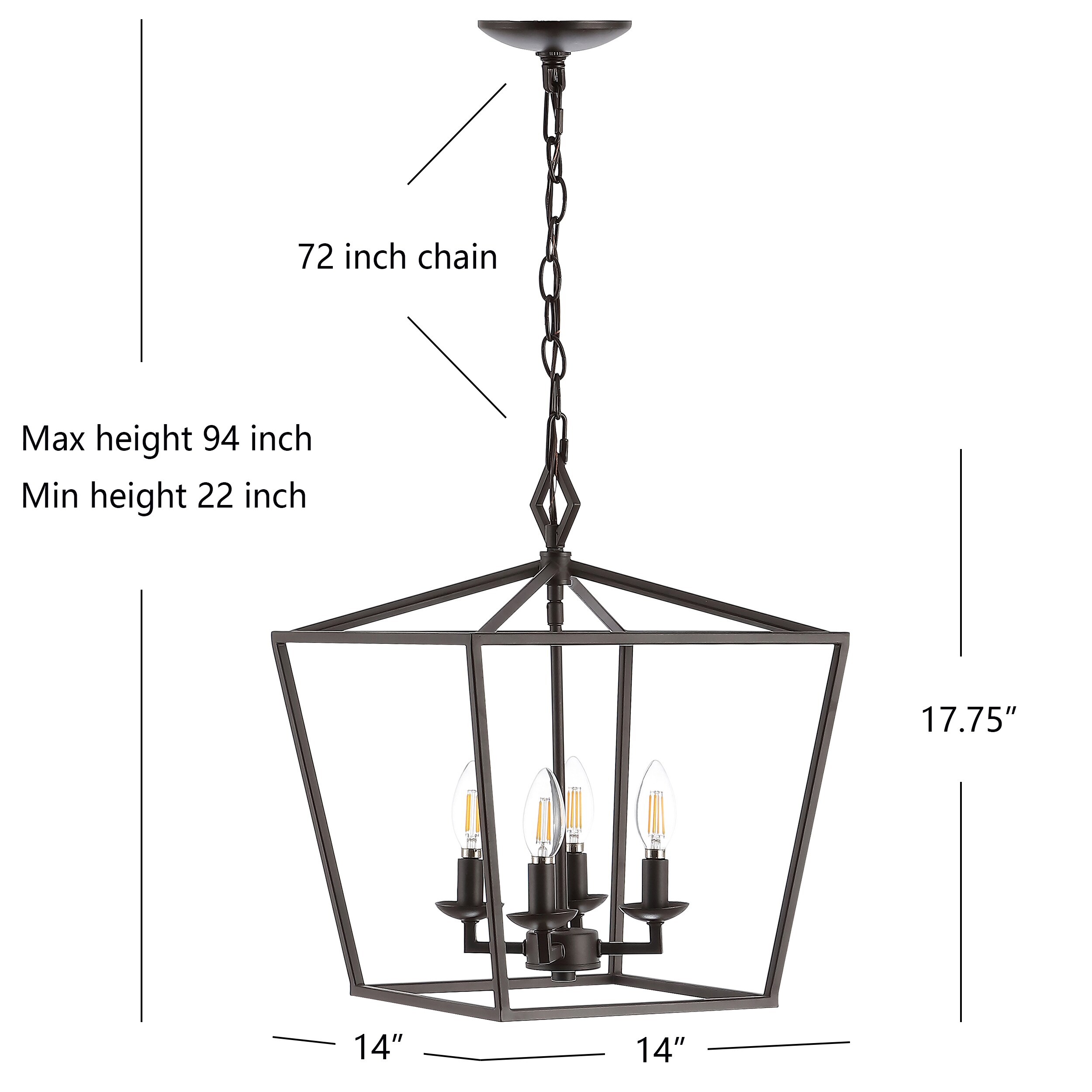 Safavieh Rosalen 4-Light Oil Rubbed Bronze (Black) Rustic Lantern LED ...