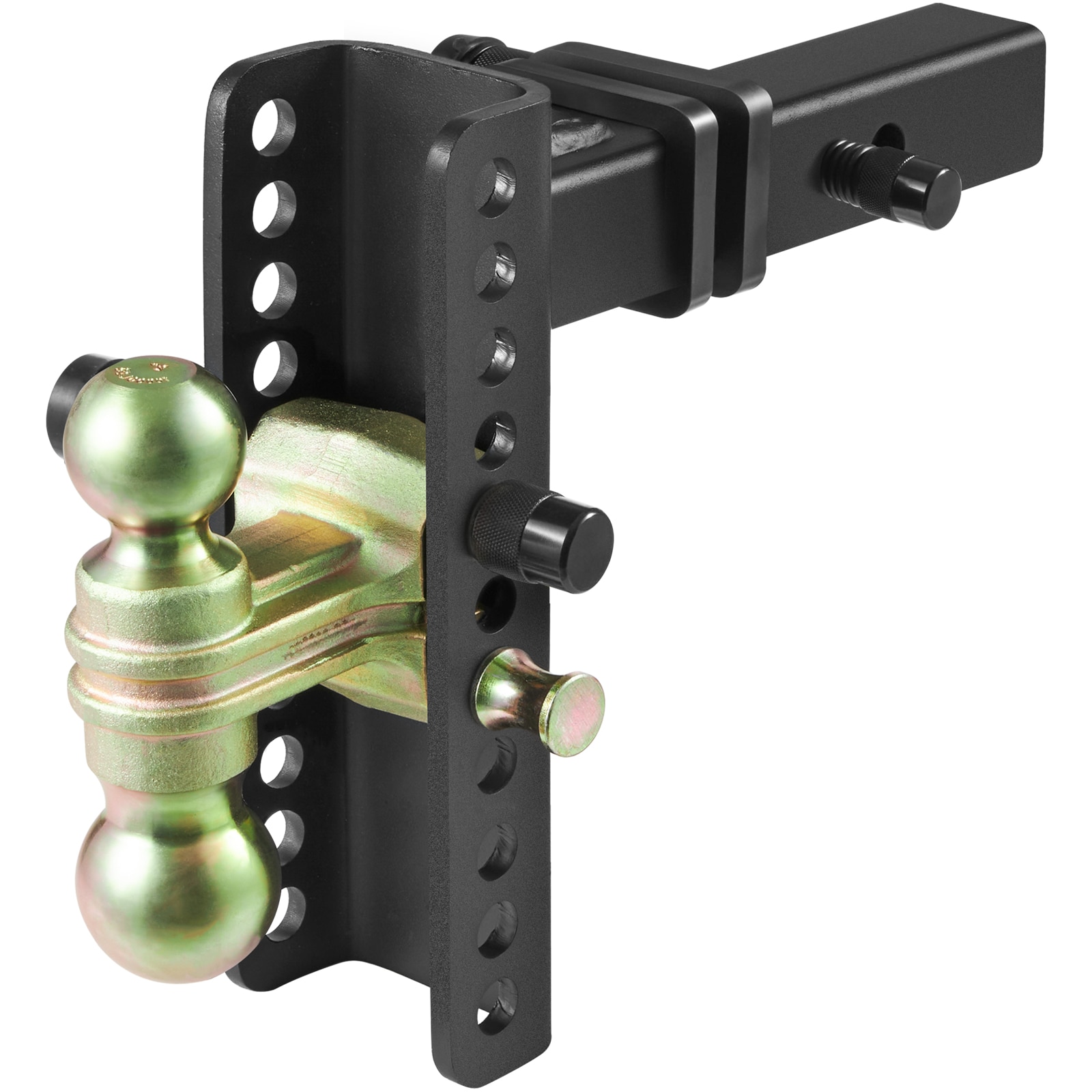 VEVOR SQTQJTCB22259NAWHV0 Adjustable Trailer Hitch, 8-Inch Drop and 6.5-Inch Rise Hitch Ball Mount with 2-Inch Receiver, Solid Tube, 14,000 lbs GTW, 2-Inch and 2-5/16-Inch No.45 Steel Tow Balls with Key Lock for Truck Towing