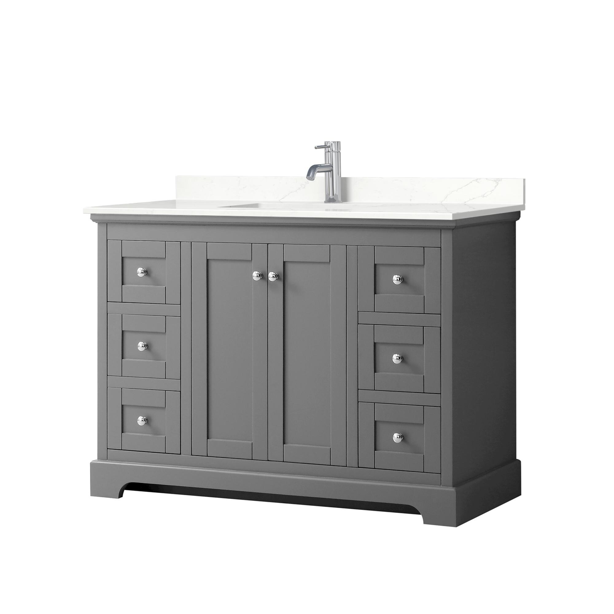 Wyndham Collection WCV232348SKGGTUNSMXX Avery 48-in Dark Gray Undermount Single Sink Bathroom Vanity with Giotto Quartz Top