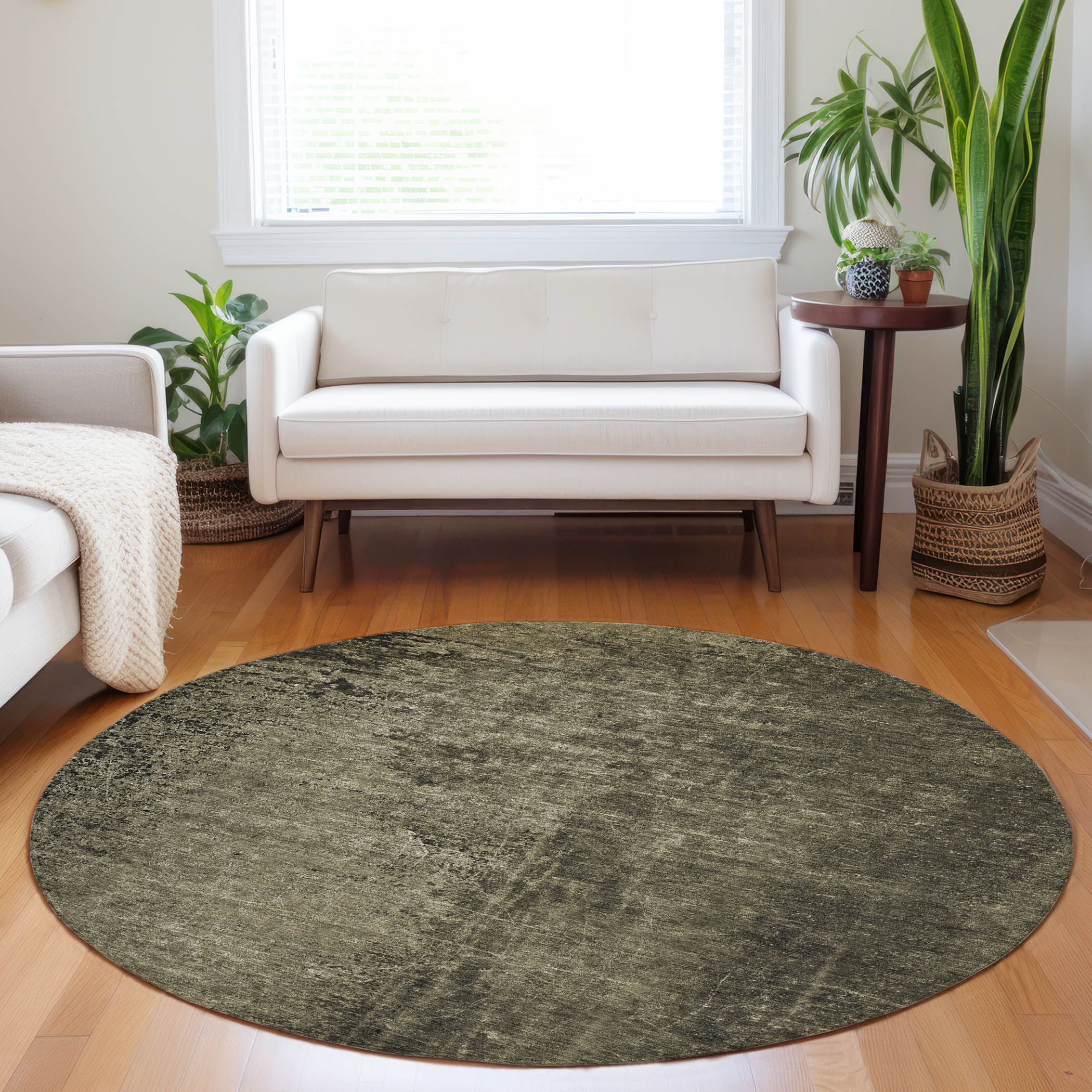 Addison Rugs ACN554GY8RO Chantille ACN554GY 8 x 8 (ft) Polyester Gray Round Indoor/Outdoor Abstract Machine washable Area rug