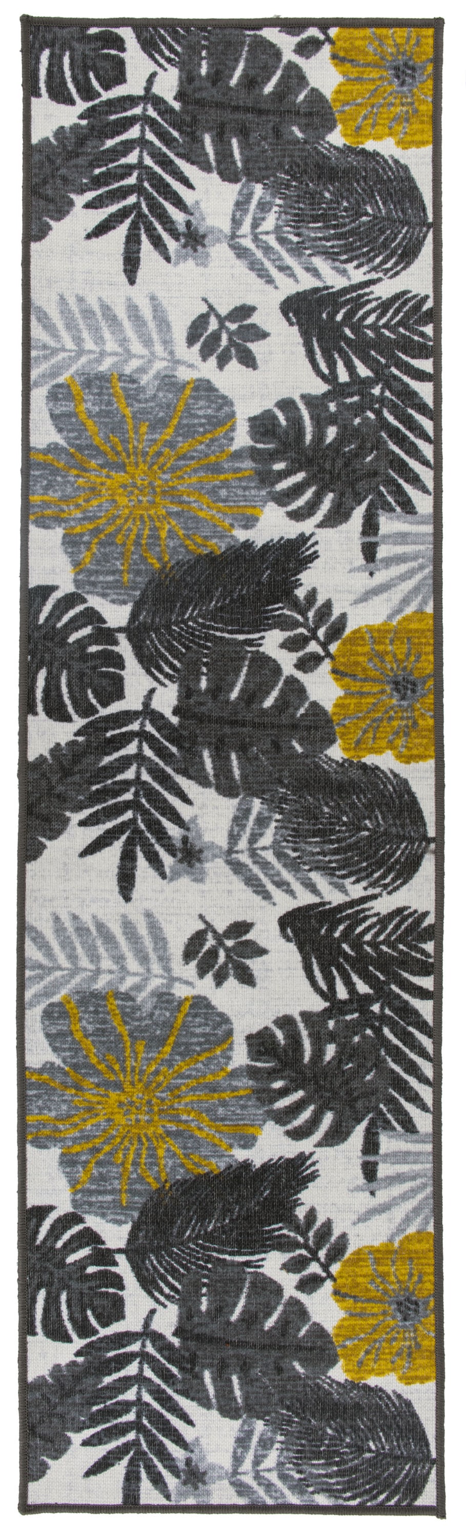 World Rug Gallery 9018GRAY2X7 Ravenna 2 x 7 (ft) Loomed Nylon Gray Rectangular Indoor/Outdoor Floral/Botanical Tropical Area rug