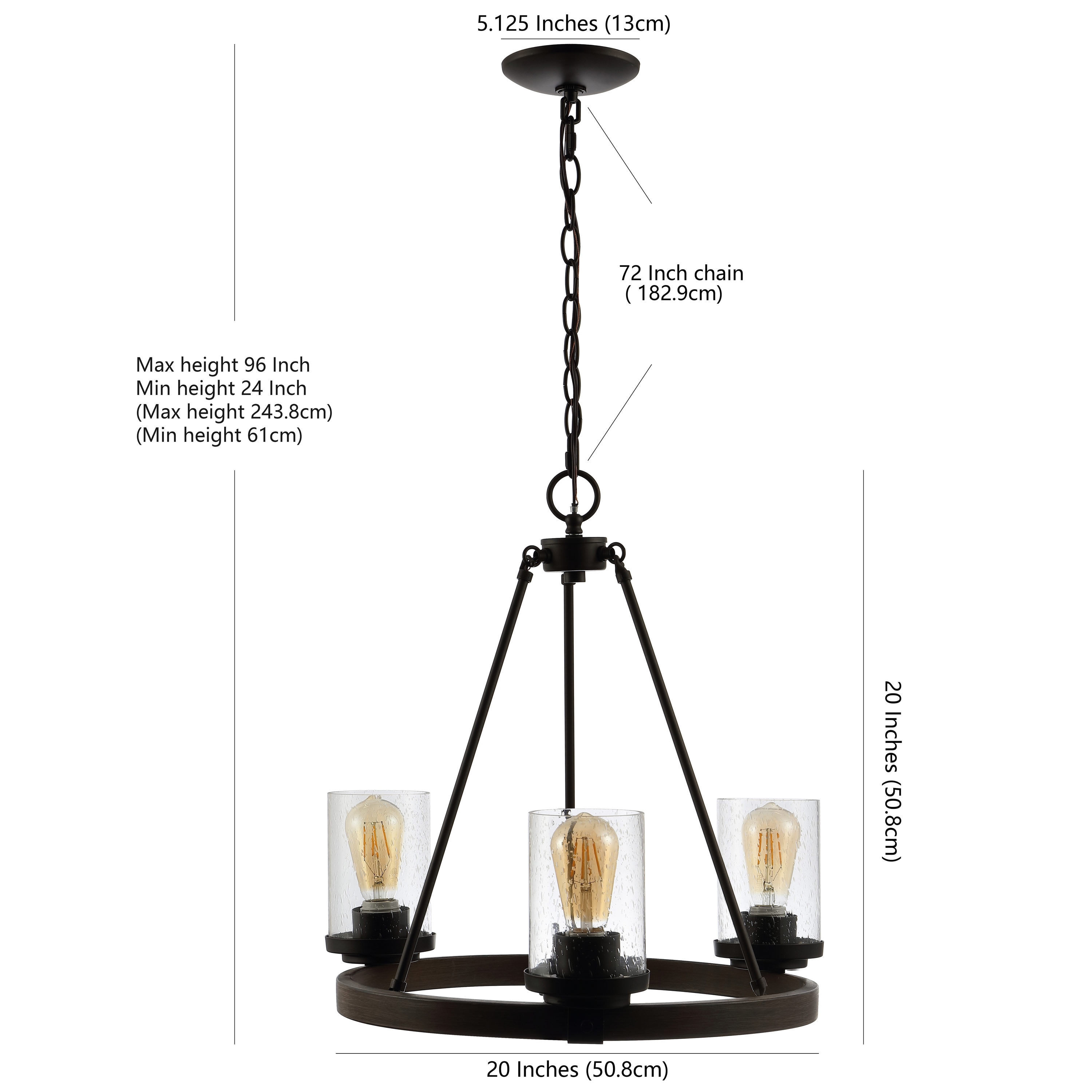 JONATHAN Y Coronet Rustic French country/cottage 3-Light Oil Rubbed ...