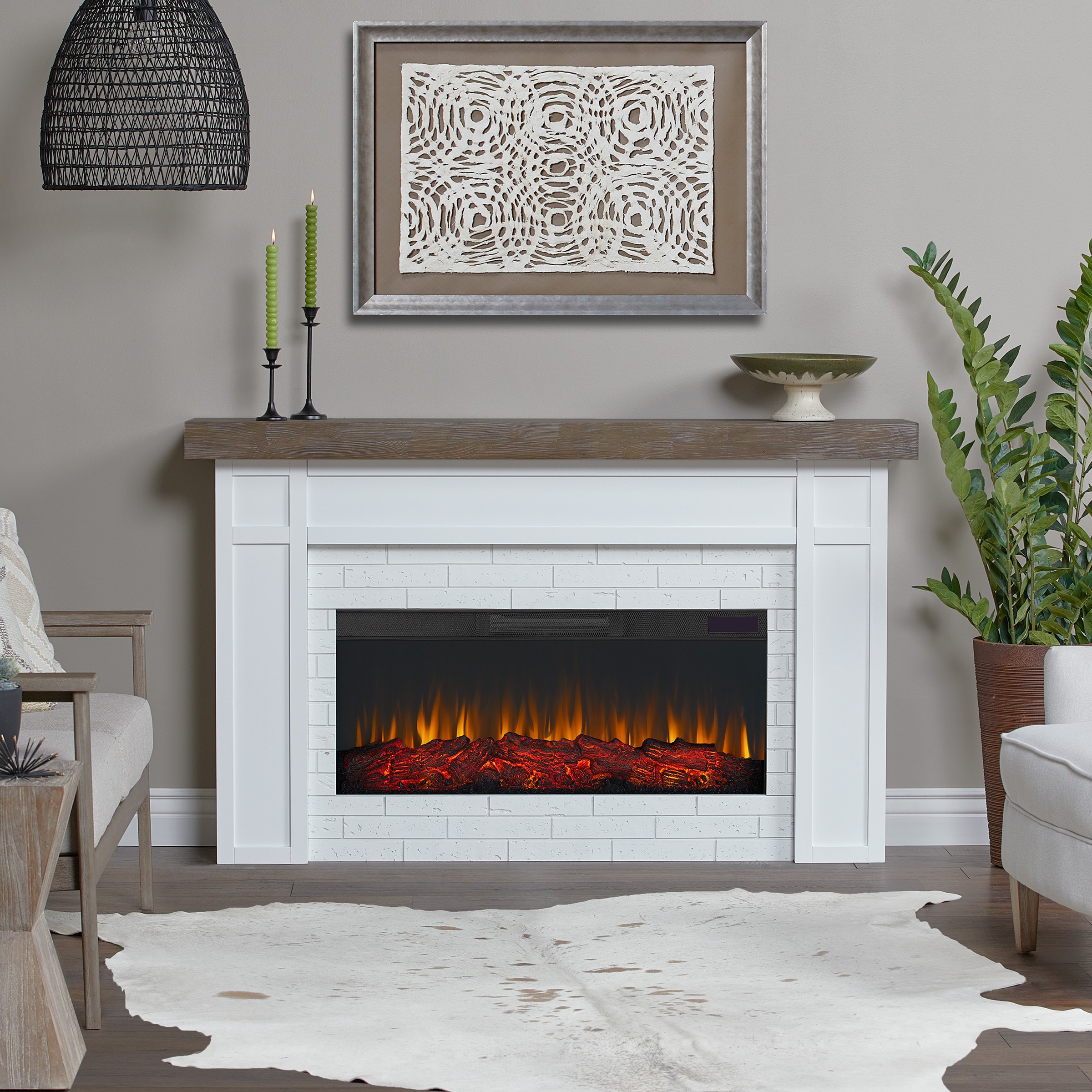 Real 64-in White Electric Fireplace in the Electric Fireplaces department at Lowes.com