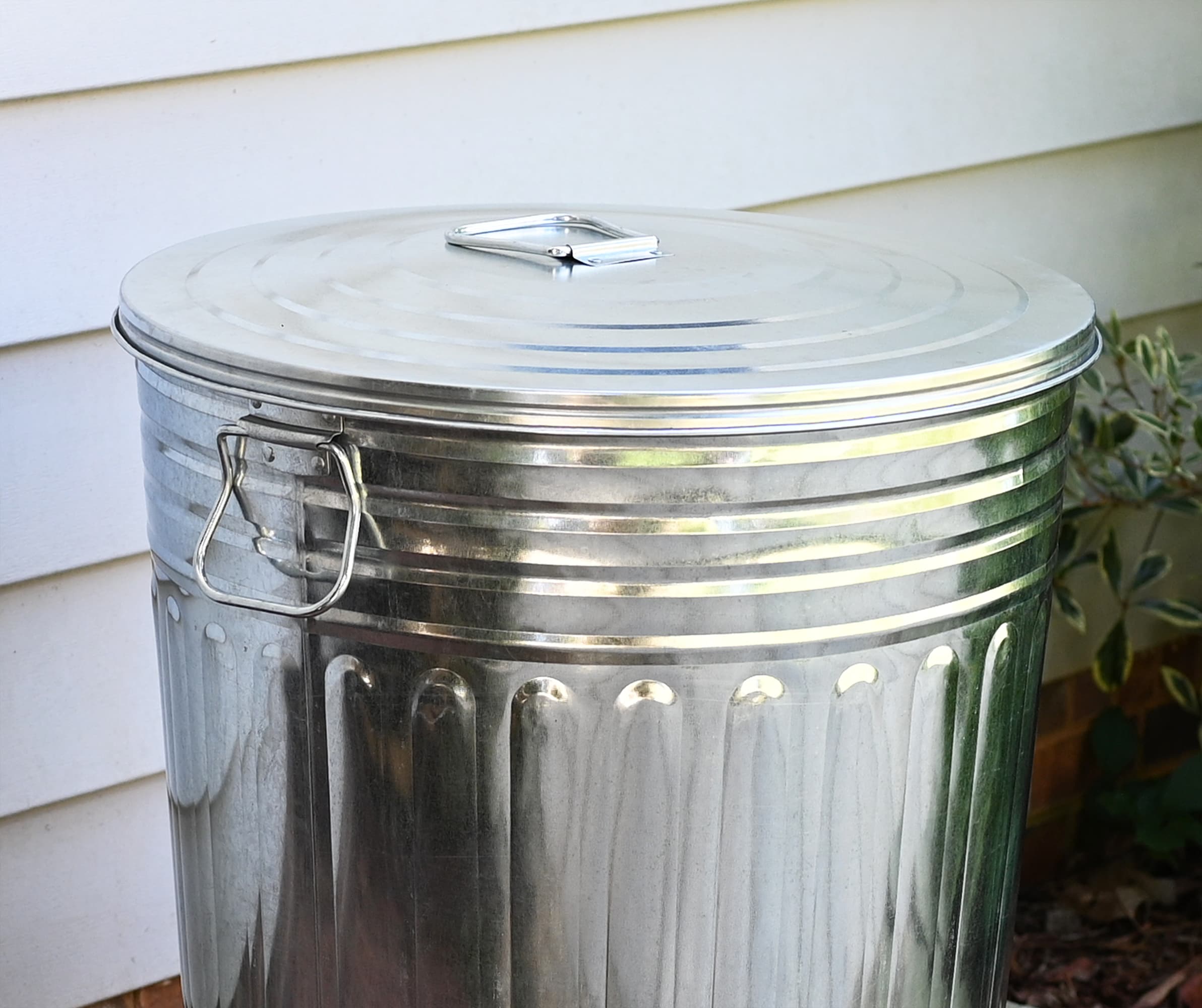Project Source 29.5- Gallons Silver/Galvanized Steel Trash Can with Lid  Outdoor in the Trash Cans department at