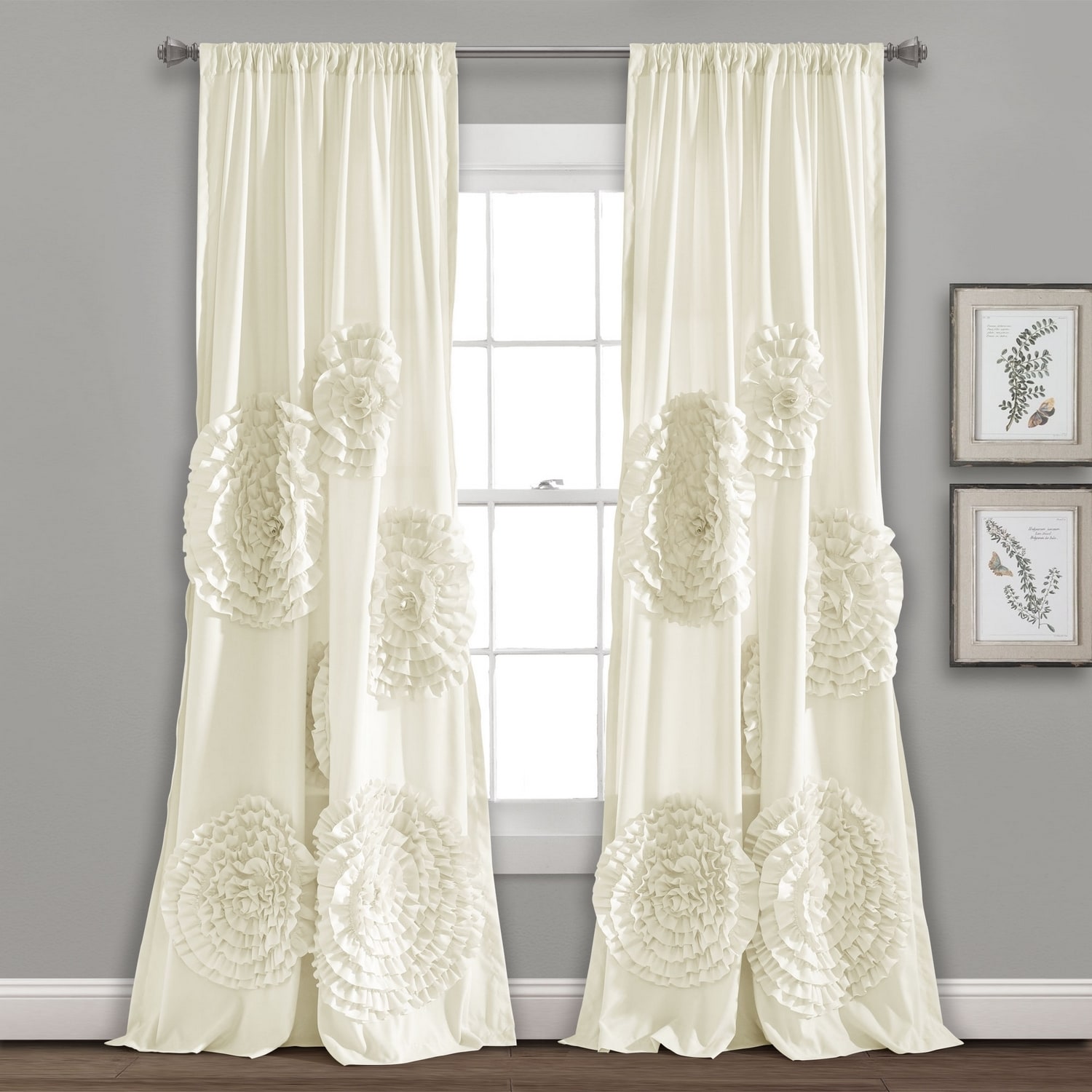 Lush Decor 21T012475 95-Inches Ivory Room darkening Rod pocket Single curtain panel
