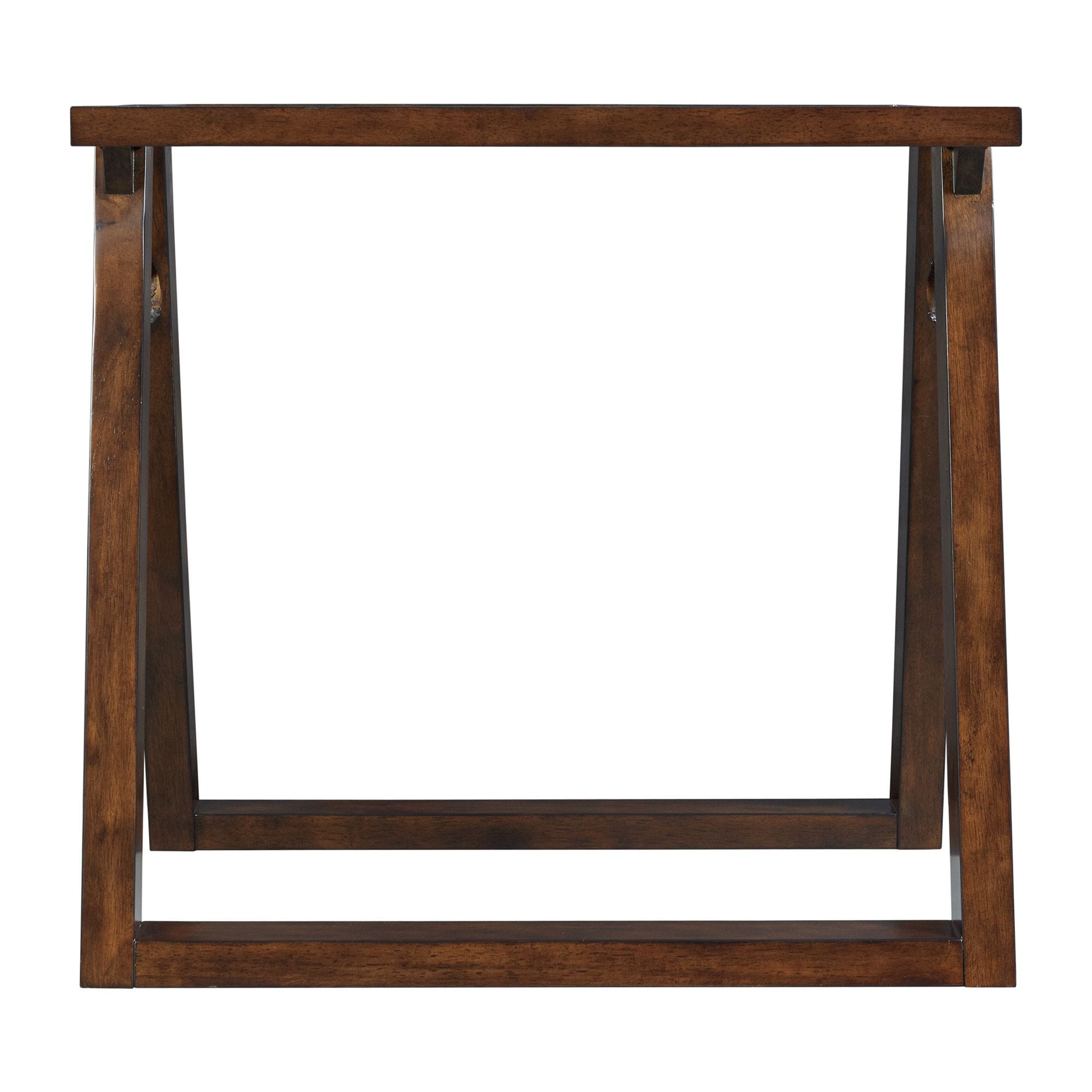 Transitional Dark Espresso Square End Table with Glass Top