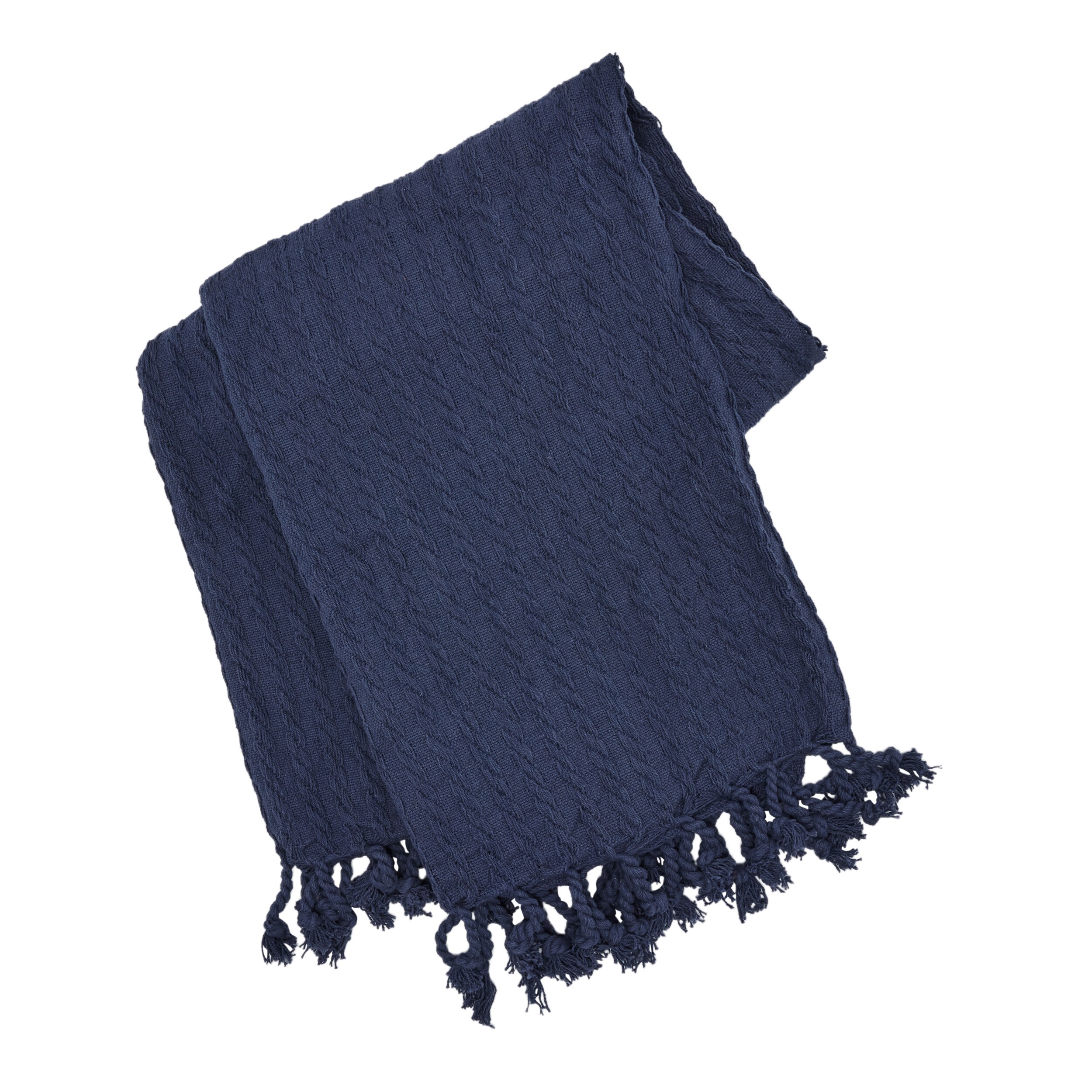 allen + roth TH-1114 Navy Blue 50-in x 60-in Cotton Throw