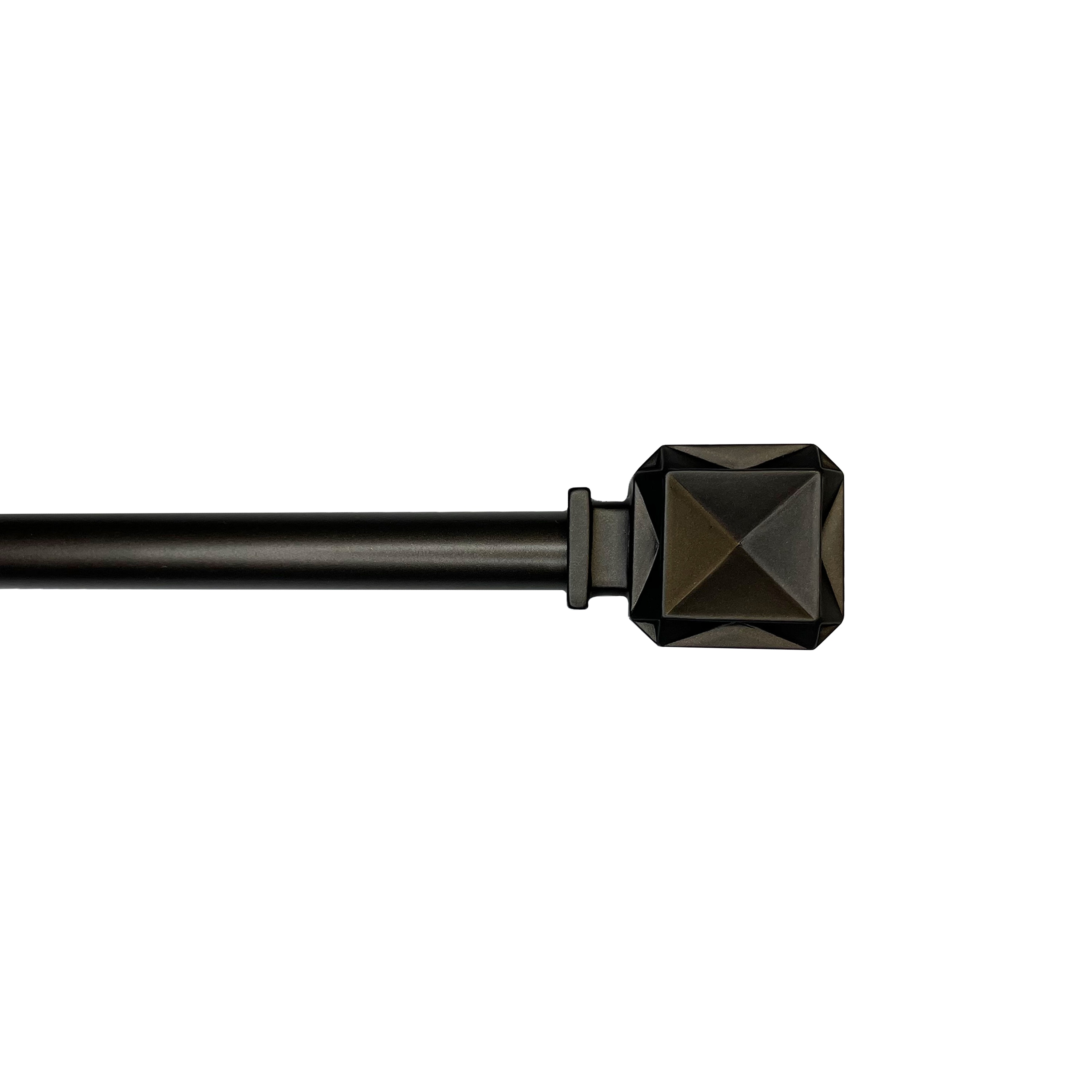 Matte Bronze Adjustable Curtain Rod with Square Finials