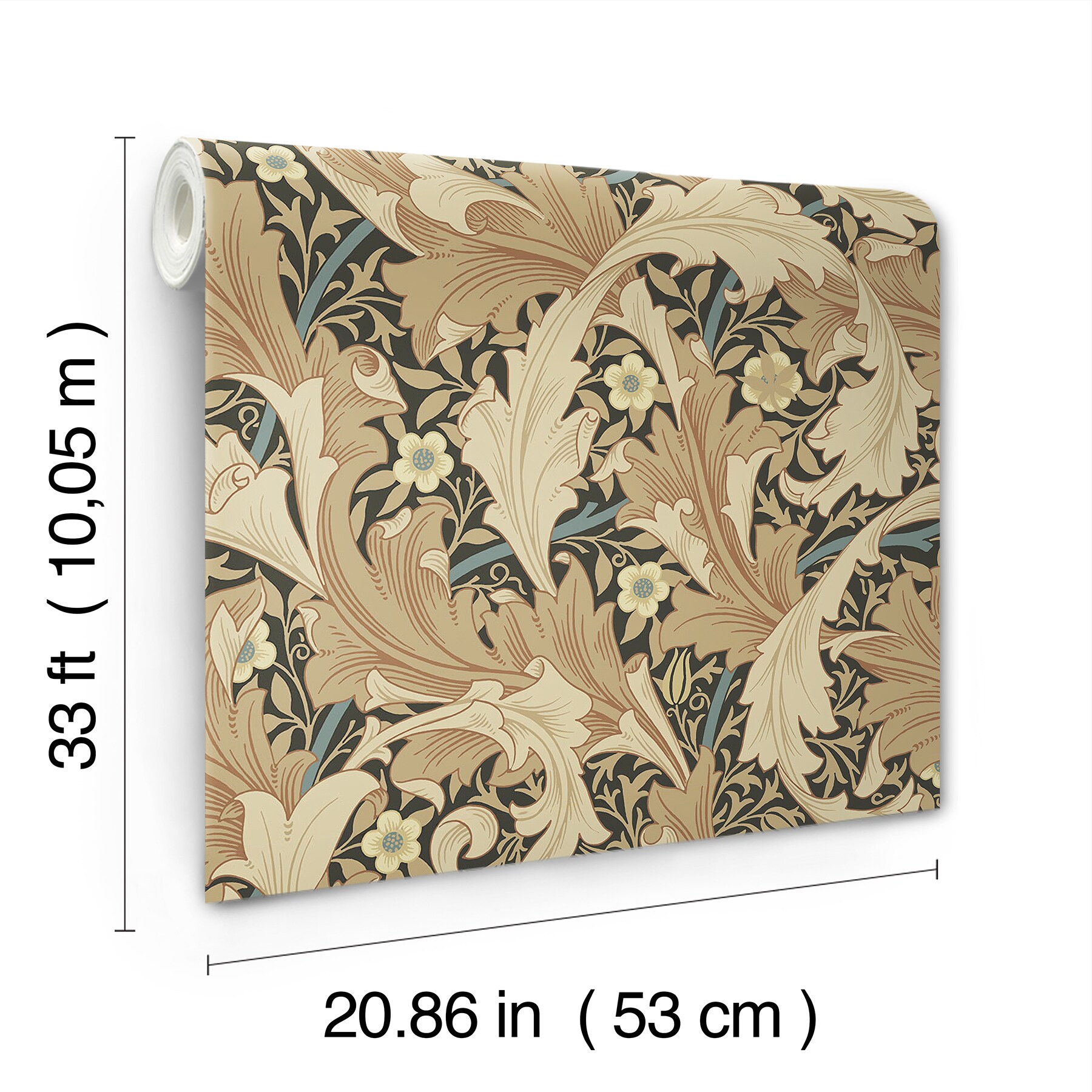 Granville Apricot and Black Floral 3D Wallpaper Roll