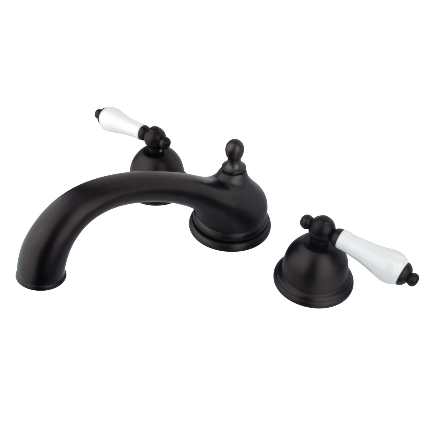 Kingston Brass Vintage Oil Rubbed Bronze 2 Handle Deck Mount Roman Low Arc Bathtub Faucet Valve 0445