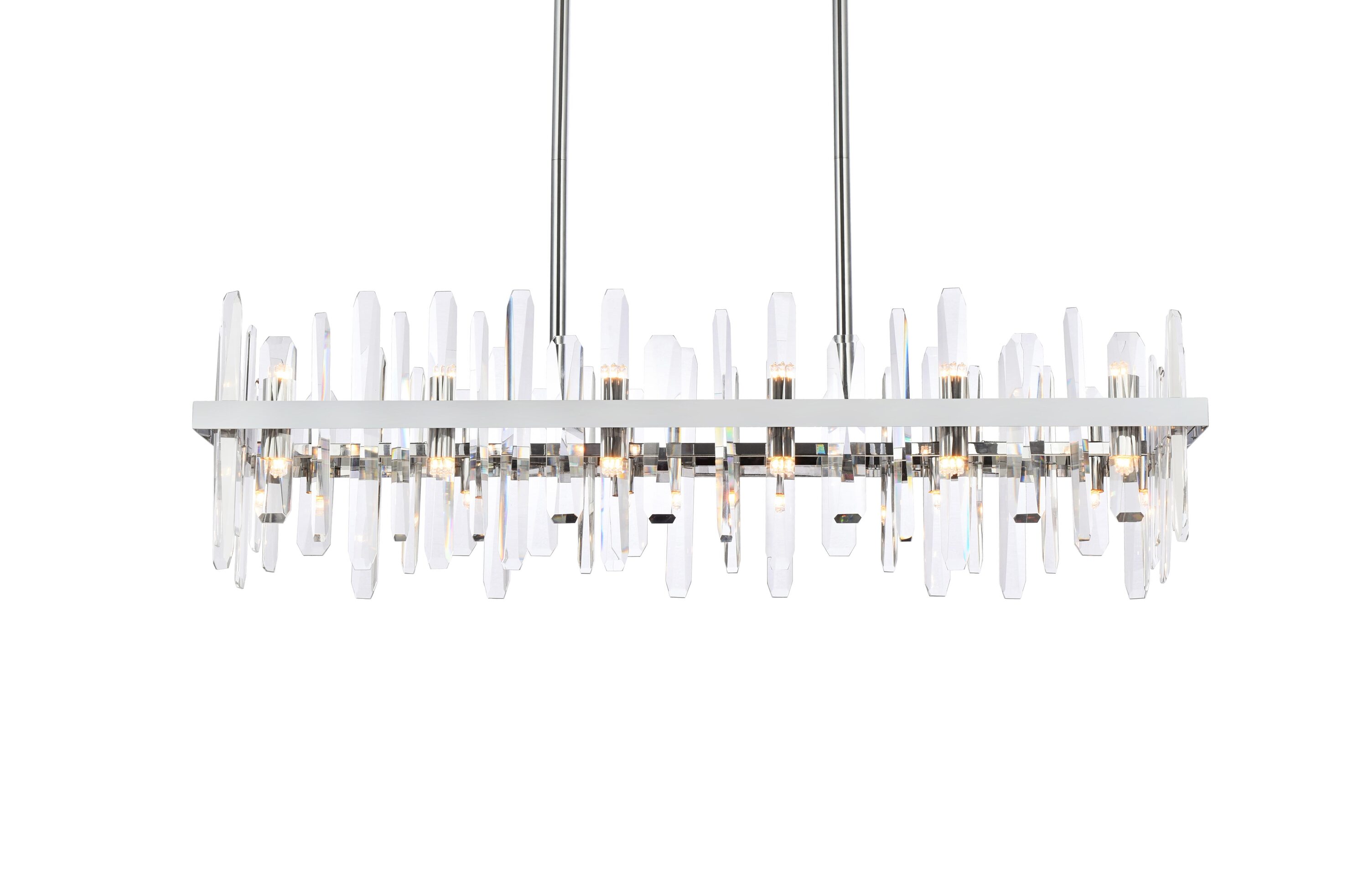 Serena Chrome and Crystal 24-Light Rectangular Chandelier