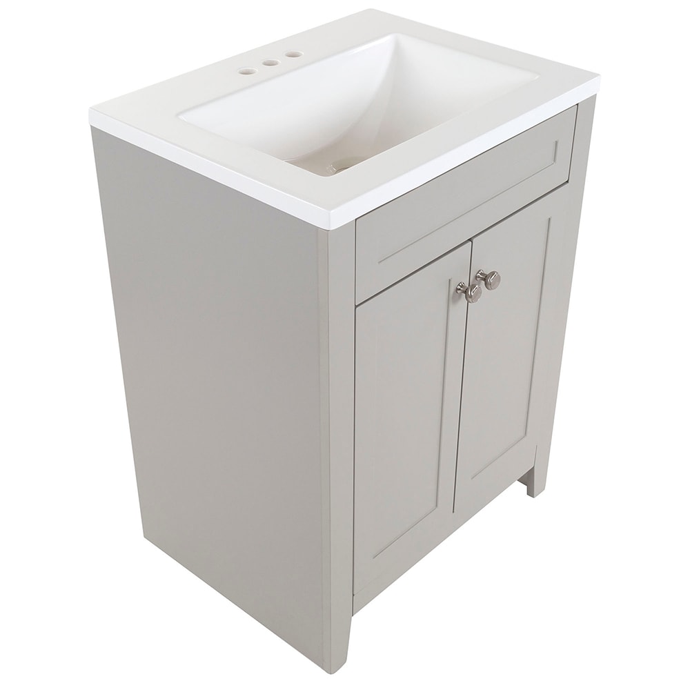 Diamond NOW Roswell 24-in Gray Single Sink Bathroom Vanity with White ...