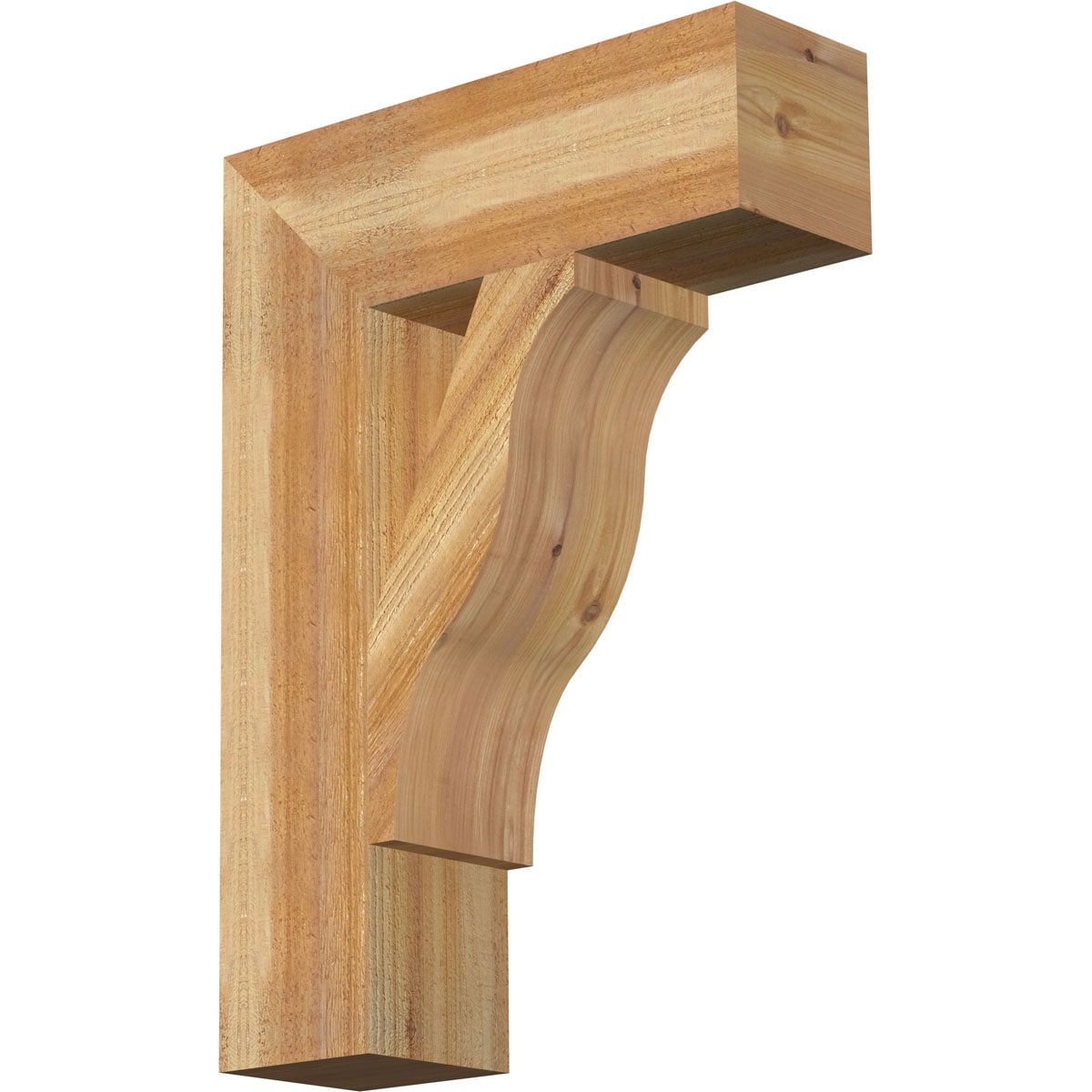 Ekena Millwork BKT06X20X28FST05RWR Funston Block Rough Sawn 6-in x 20-in x 28-in Western red cedar Brown Wood Standard bracket