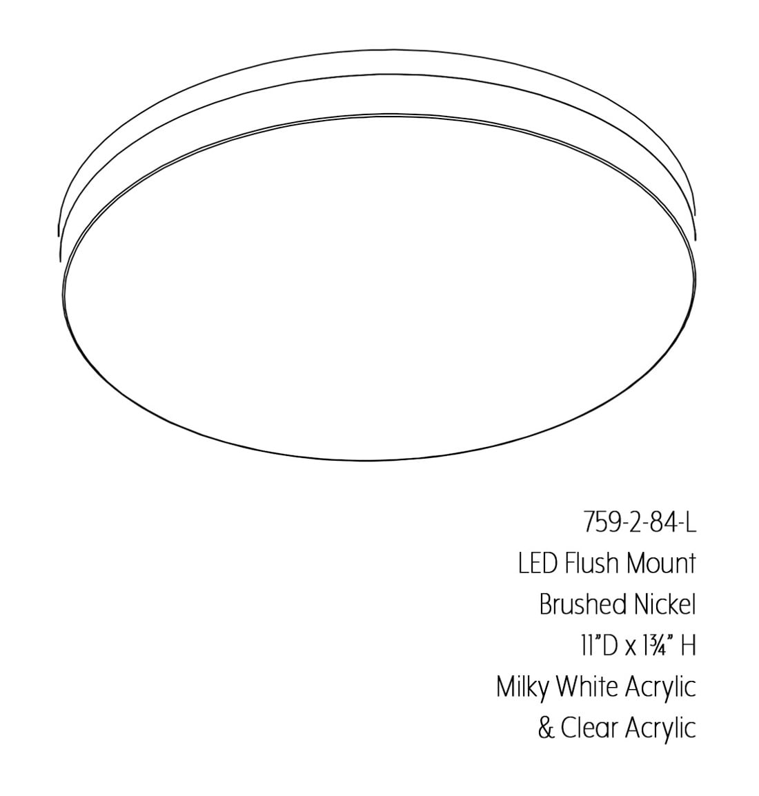 11-Inch Brushed Nickel LED Flush Mount Light with Acrylic Shade