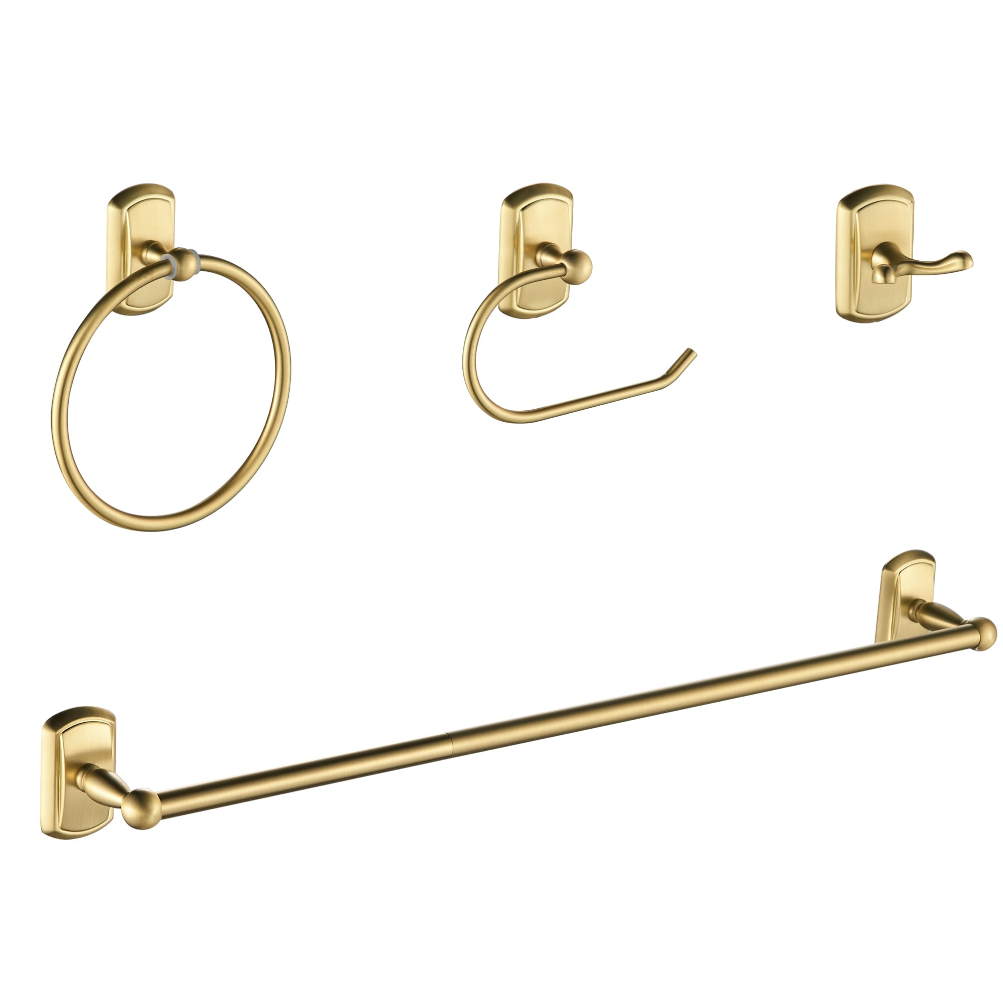 FORIOUS LL19104G4A 4 -Piece Gold Decorative Bathroom Hardware Set Towel Bar, Toilet Paper Holder, Towel Ring ,Robe Hook Included