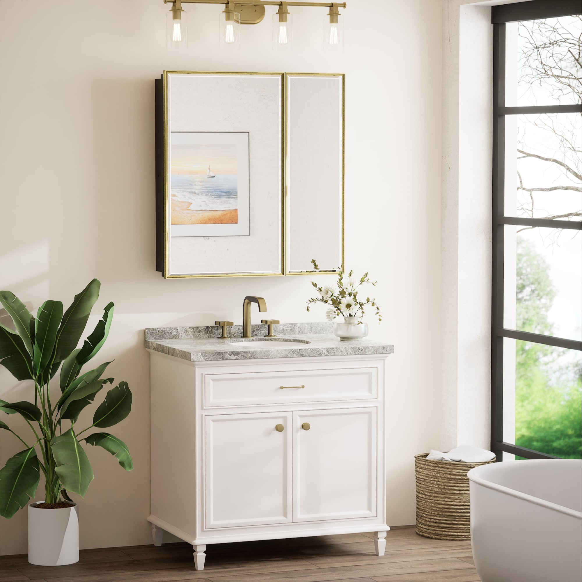 Keonjinn LW-JSKJG-FJ-S7681GD Bathroom-Medicine-Cabinets - View #3