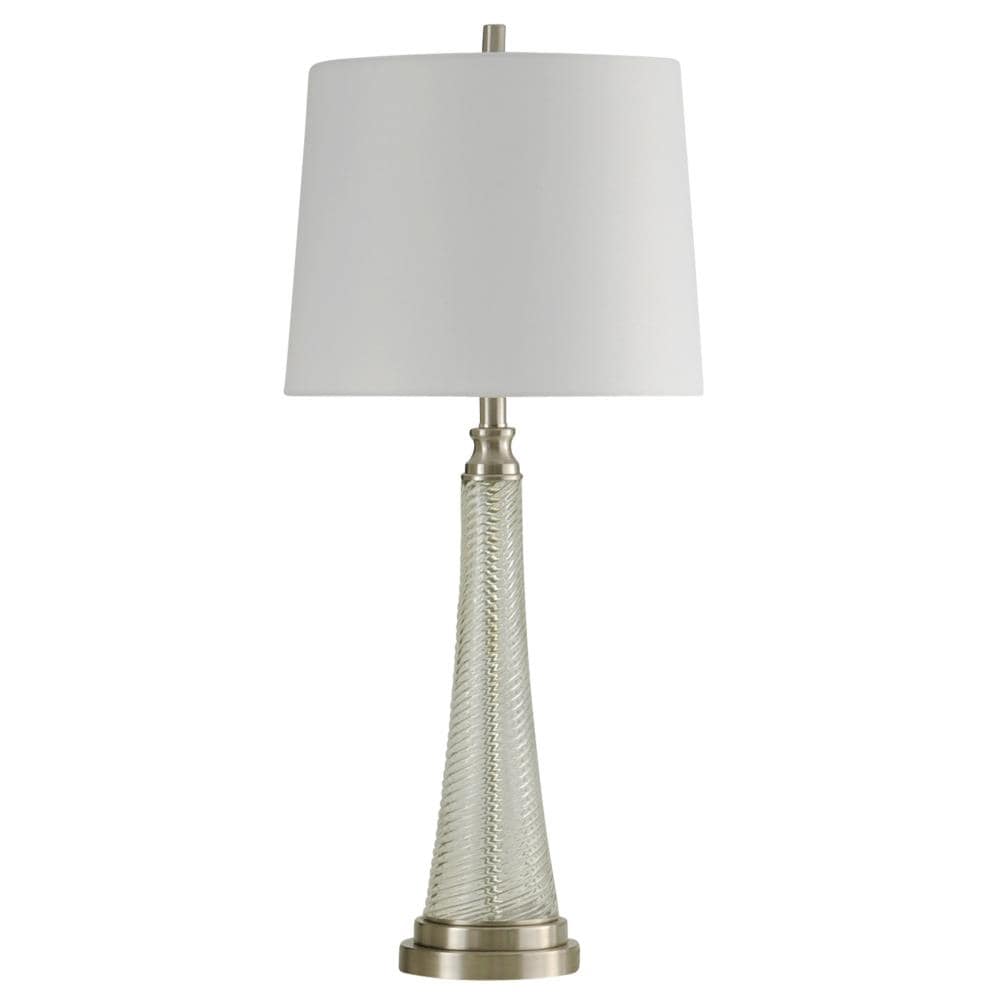 StyleCraft Home Collection 35-in Clear, Brushed Steel 3-Way Table Lamp ...