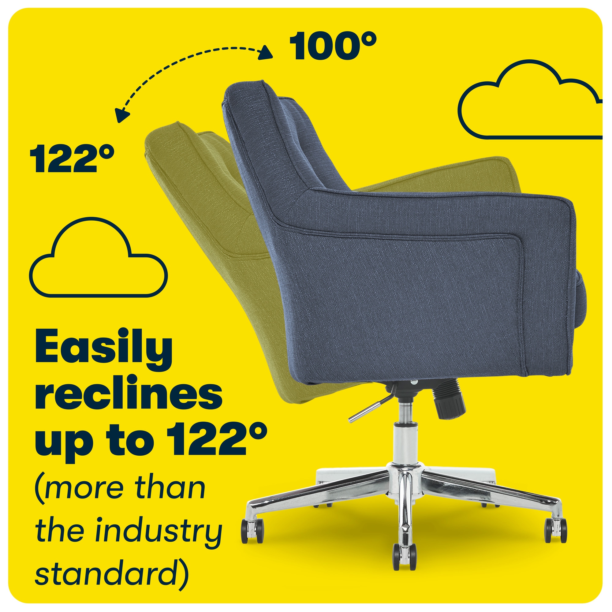 Sanctuary Blue Memory Foam Swivel Home Office Chair with Arms