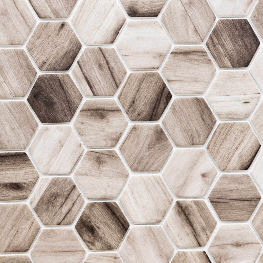 Honeycomb Beige Recycled Glass Mosaic Wall Tile Sheet