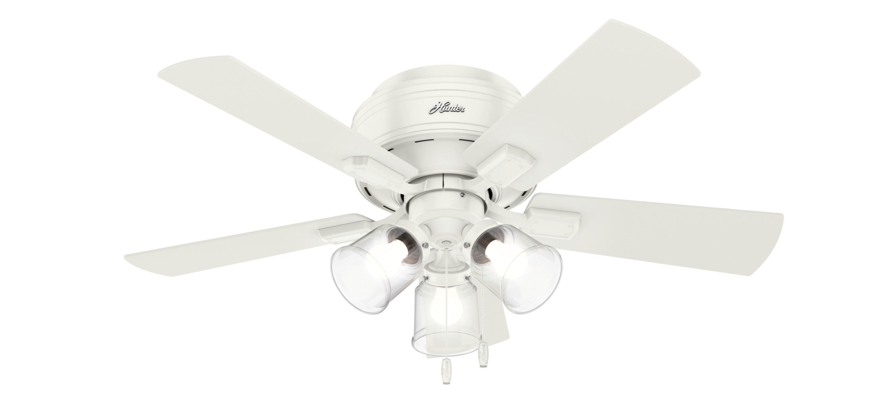 42" Fresh White LED Indoor Flush Ceiling Fan with Light Kit 