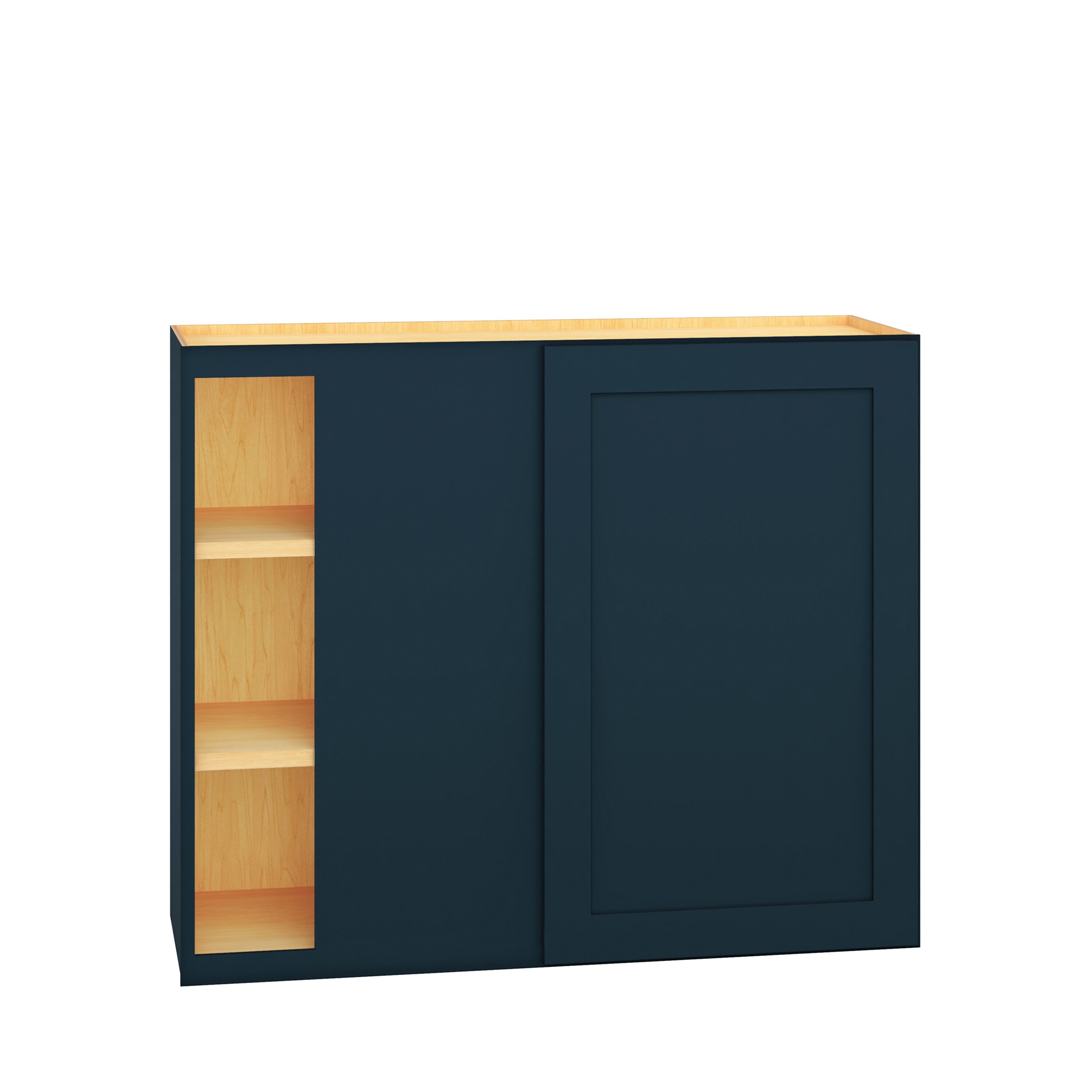 Diamond Express Jamestown 36-in W x 36-in H x 12-in D Regatta Blue L-shaped Corner Wall Fully Assembled Plywood Cabinet (Recessed Panel Shaker Style)