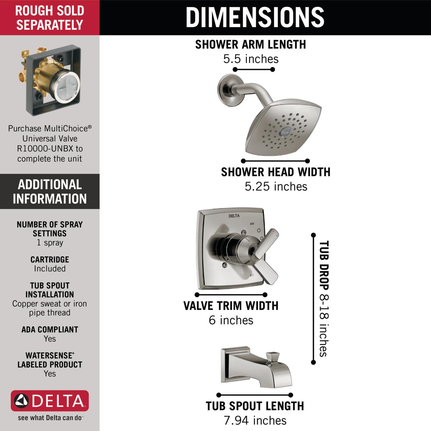 Delta T17464-SS Tub-Shower-Faucets - View #3