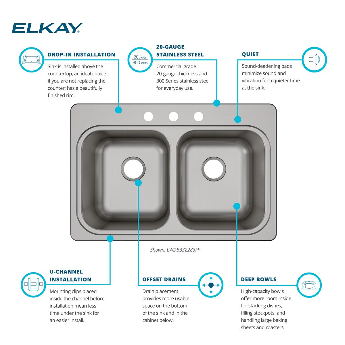Elkay LWDB332283FP Kitchen-Sinks - View #4