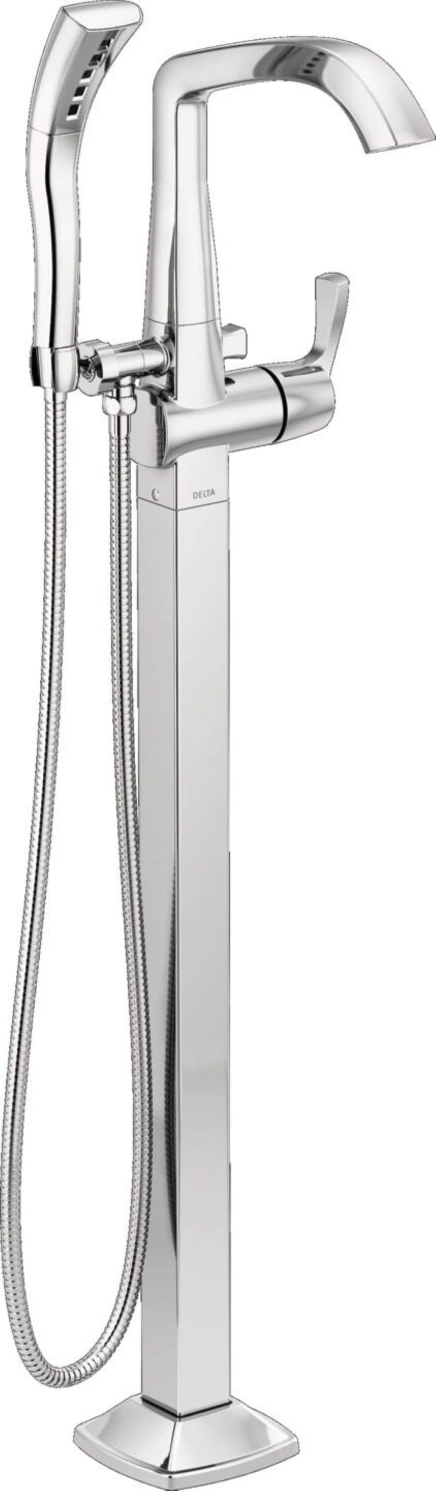 Delta T4776-PR-FL Lumicoat Chrome 1-handle Freestanding Mid-arc Bathtub Faucet with Hand Shower