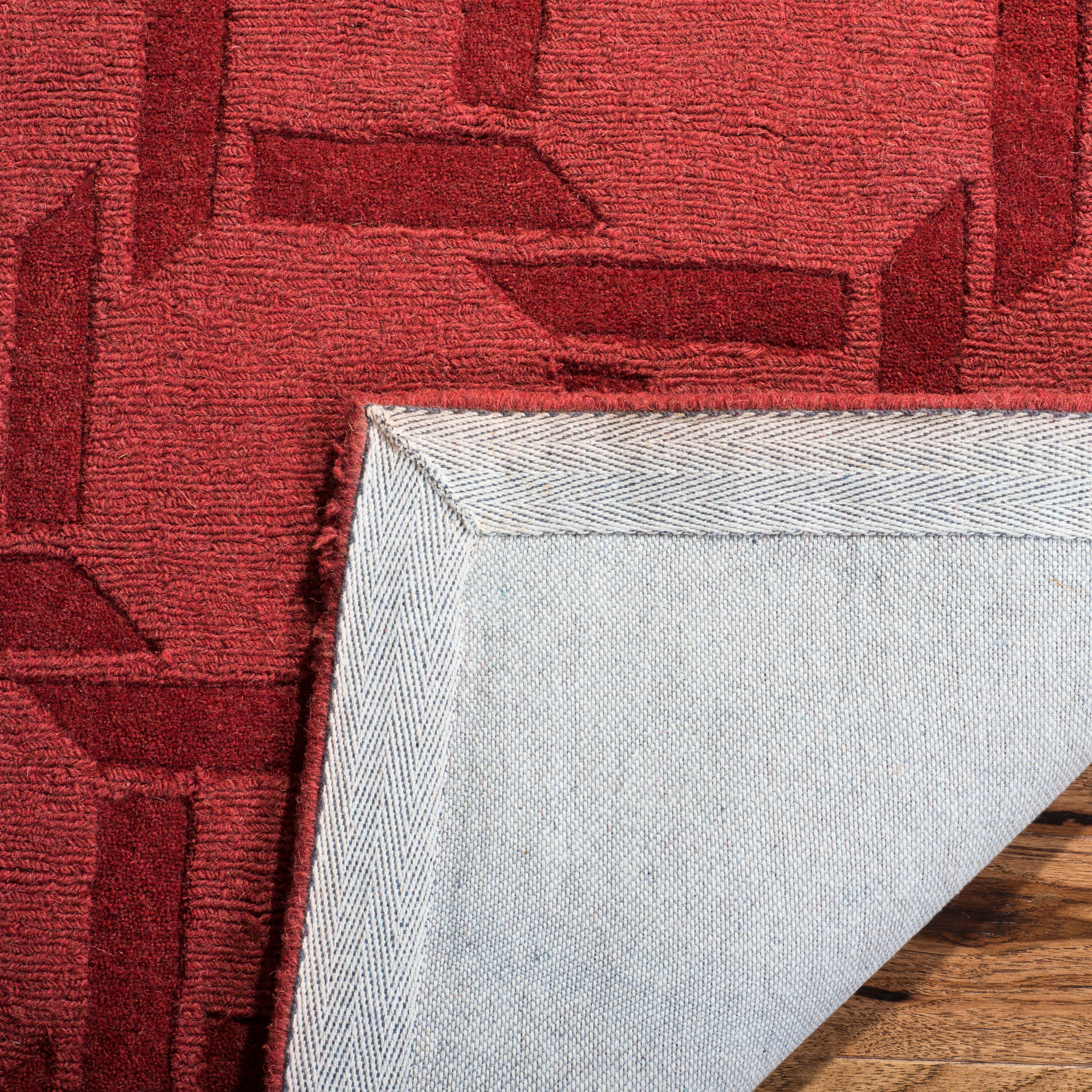 Sealing Wax Red Hand-Tufted Wool Geometric Area Rug 5' x 8'