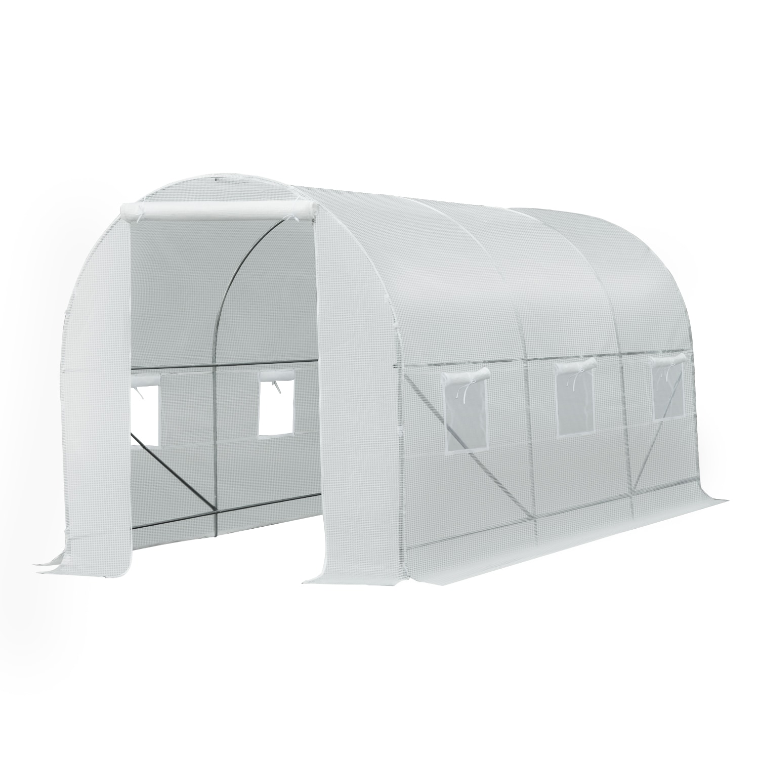 Outsunny 845-073 14.77 L x 7-ft W x 7-ft H White Greenhouse