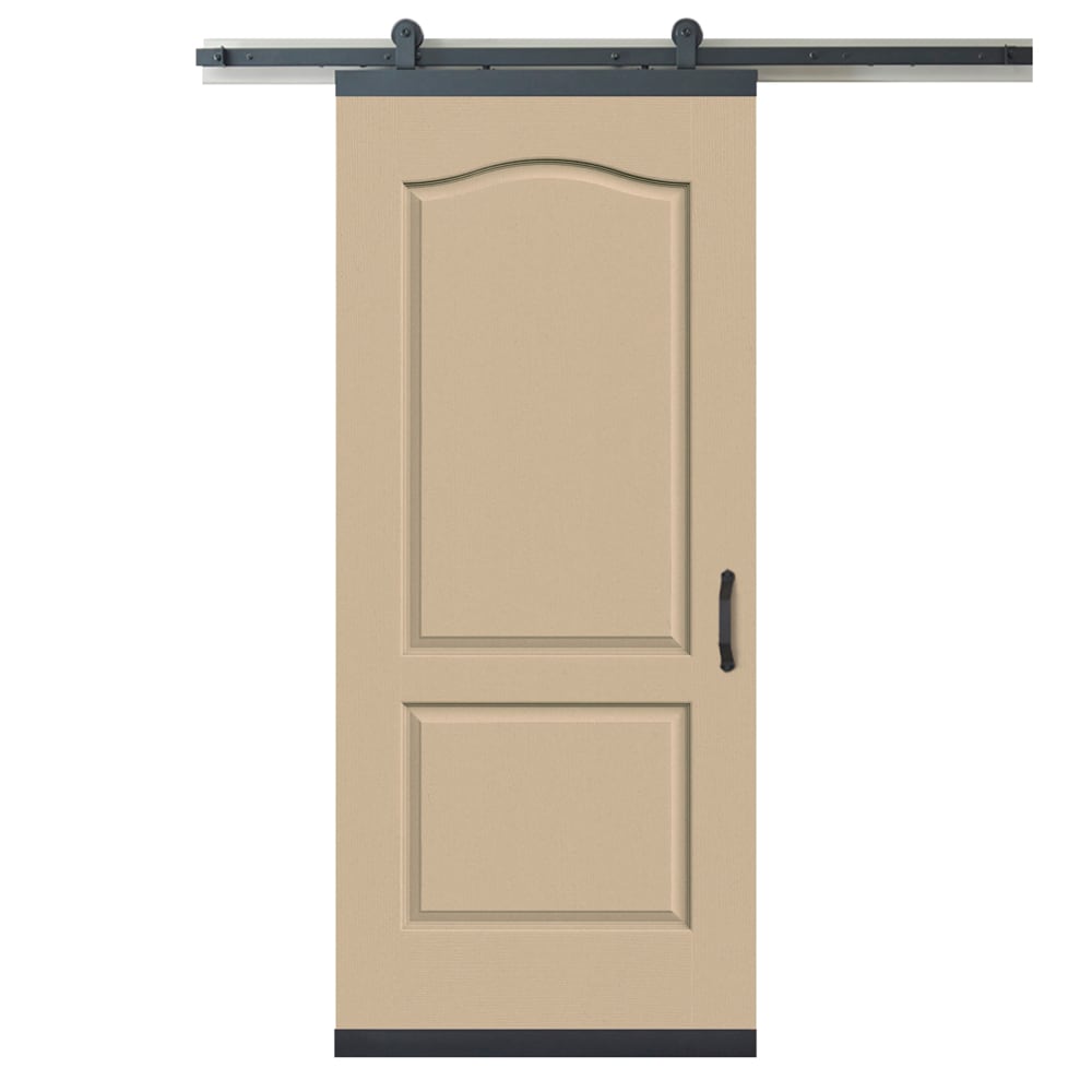 RELIABILT LO1344925 36-in x 80-in Cream-n-Sugar Arch top Molded composite Hollow core Single Barn Door (Hardware Included)