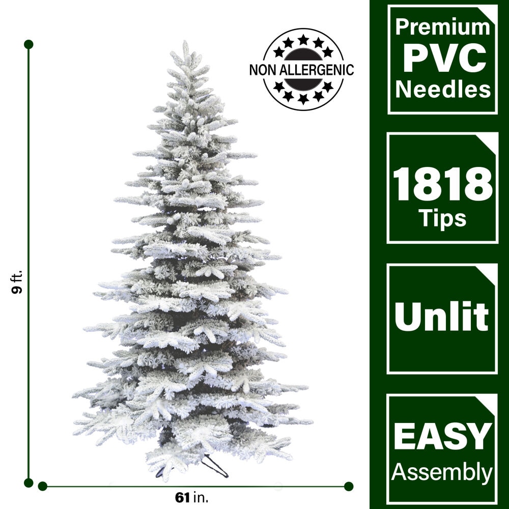 9-Ft Snow Flocked PVC Mountain Pine Christmas Tree