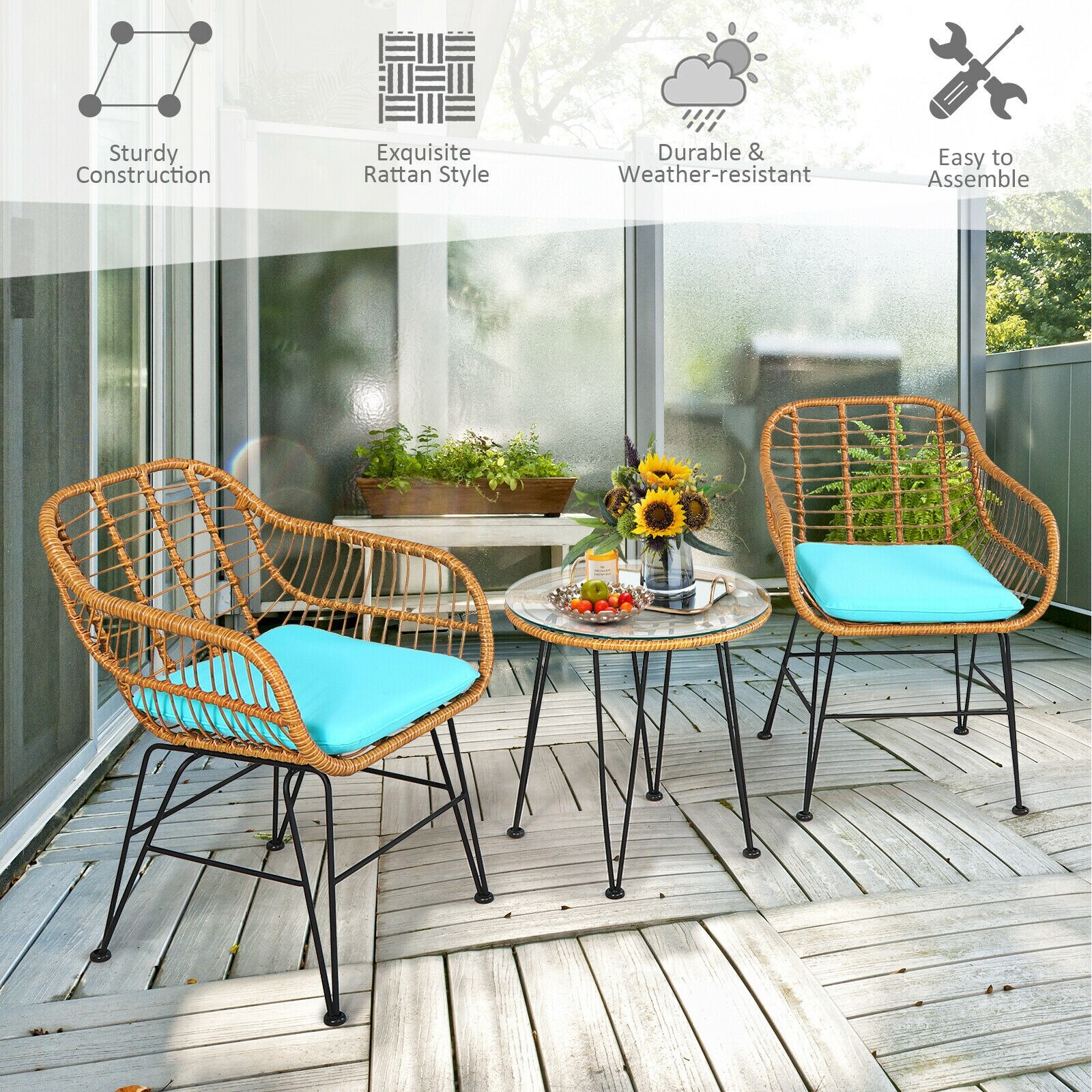 Forclover HYFAS06TU Patio-Conversation-Sets - View #4