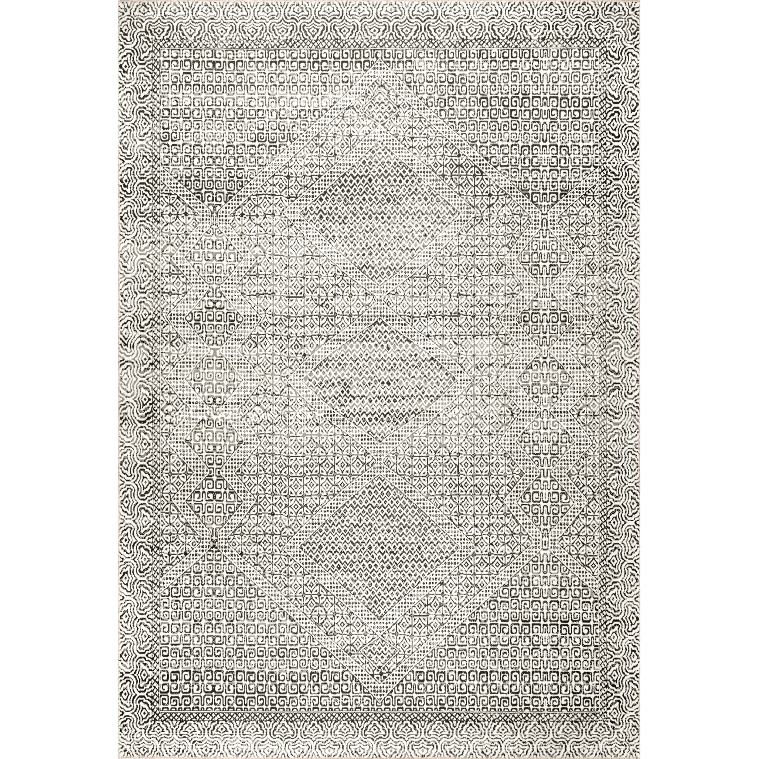 Sleek Gray Abstract Rectangular Easy-Care Rug